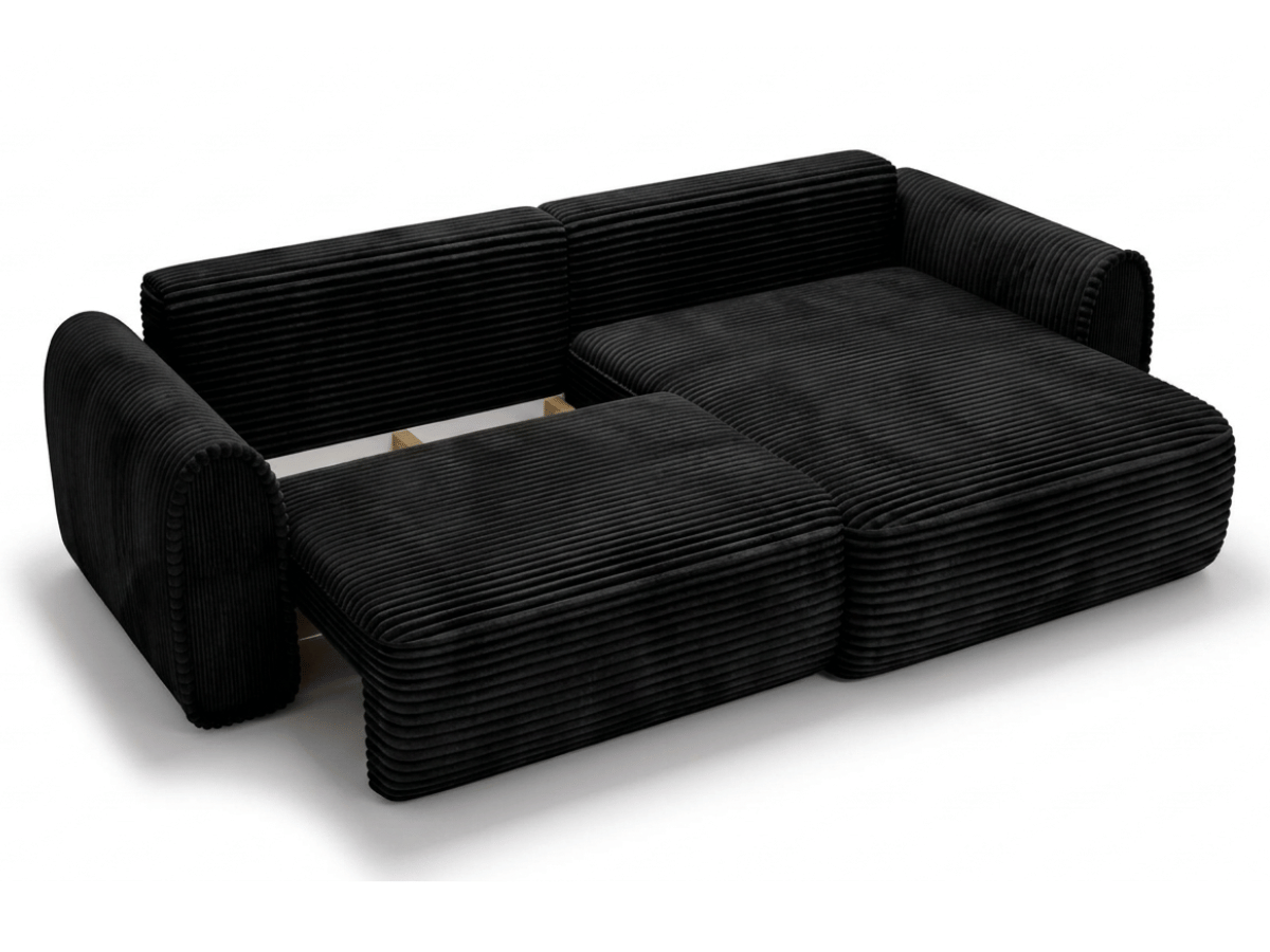 Canapé convertible ODEON – Velours côtelé épais – Design arrondi tendance