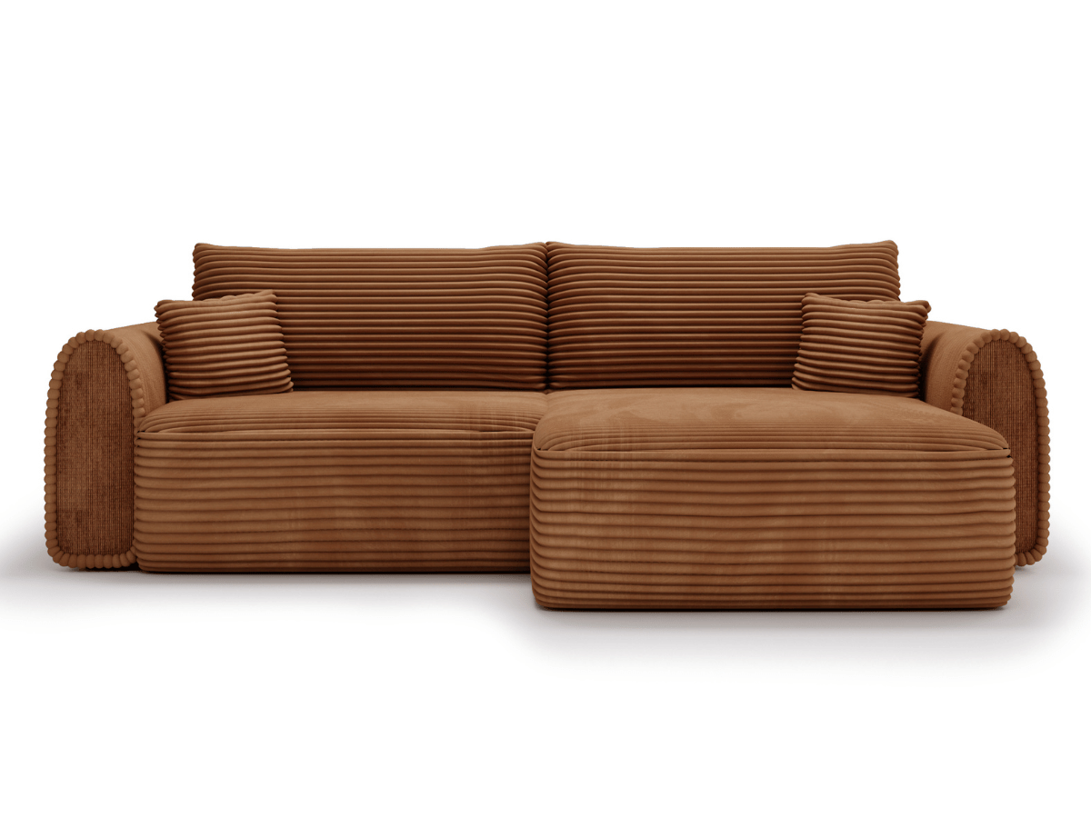 Canapé convertible ODEON – Velours côtelé épais – Design arrondi tendance