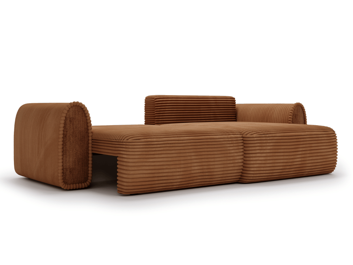 Canapé convertible ODEON – Velours côtelé épais – Design arrondi tendance