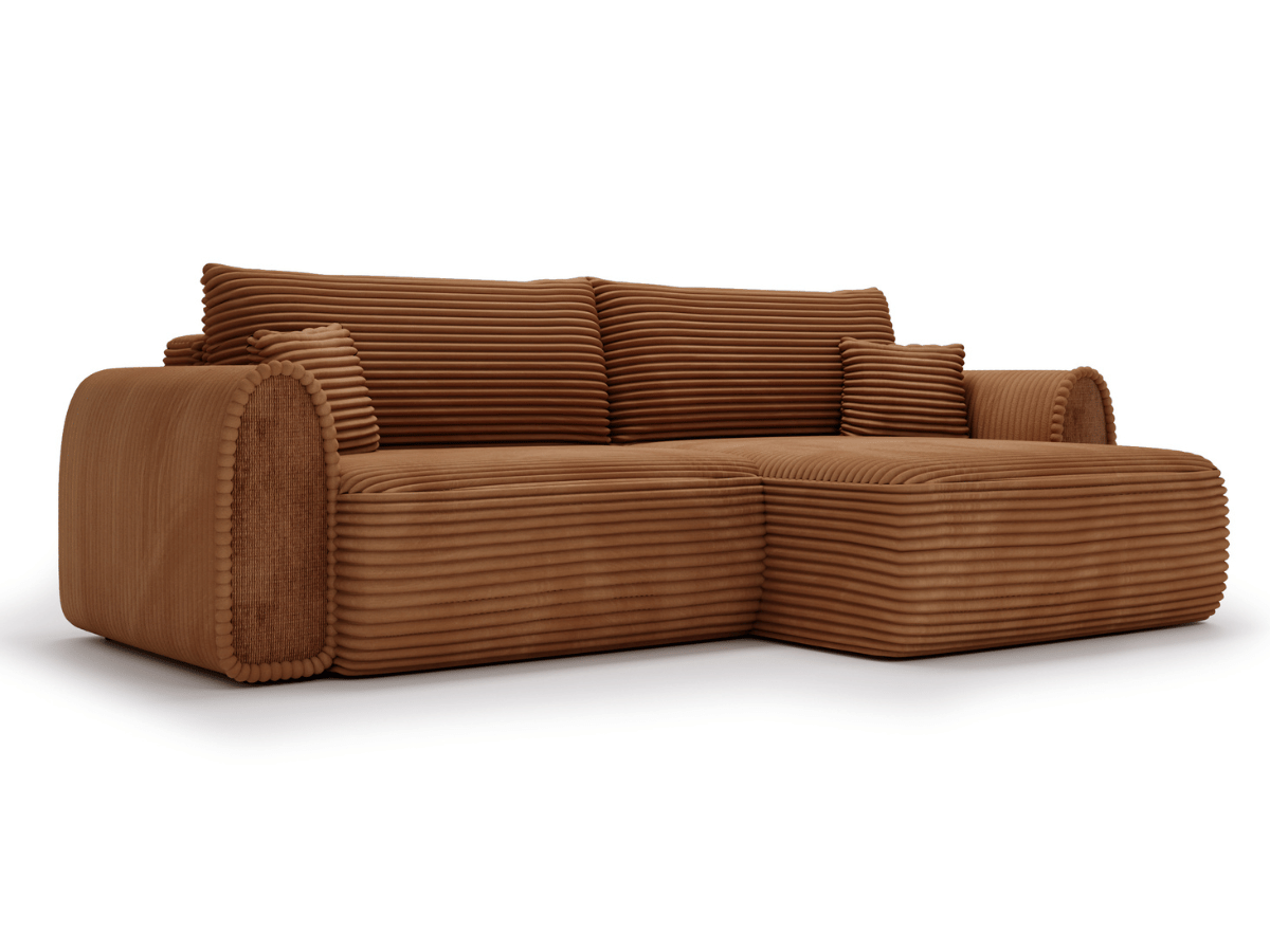 Canapé convertible ODEON – Velours côtelé épais – Design arrondi tendance