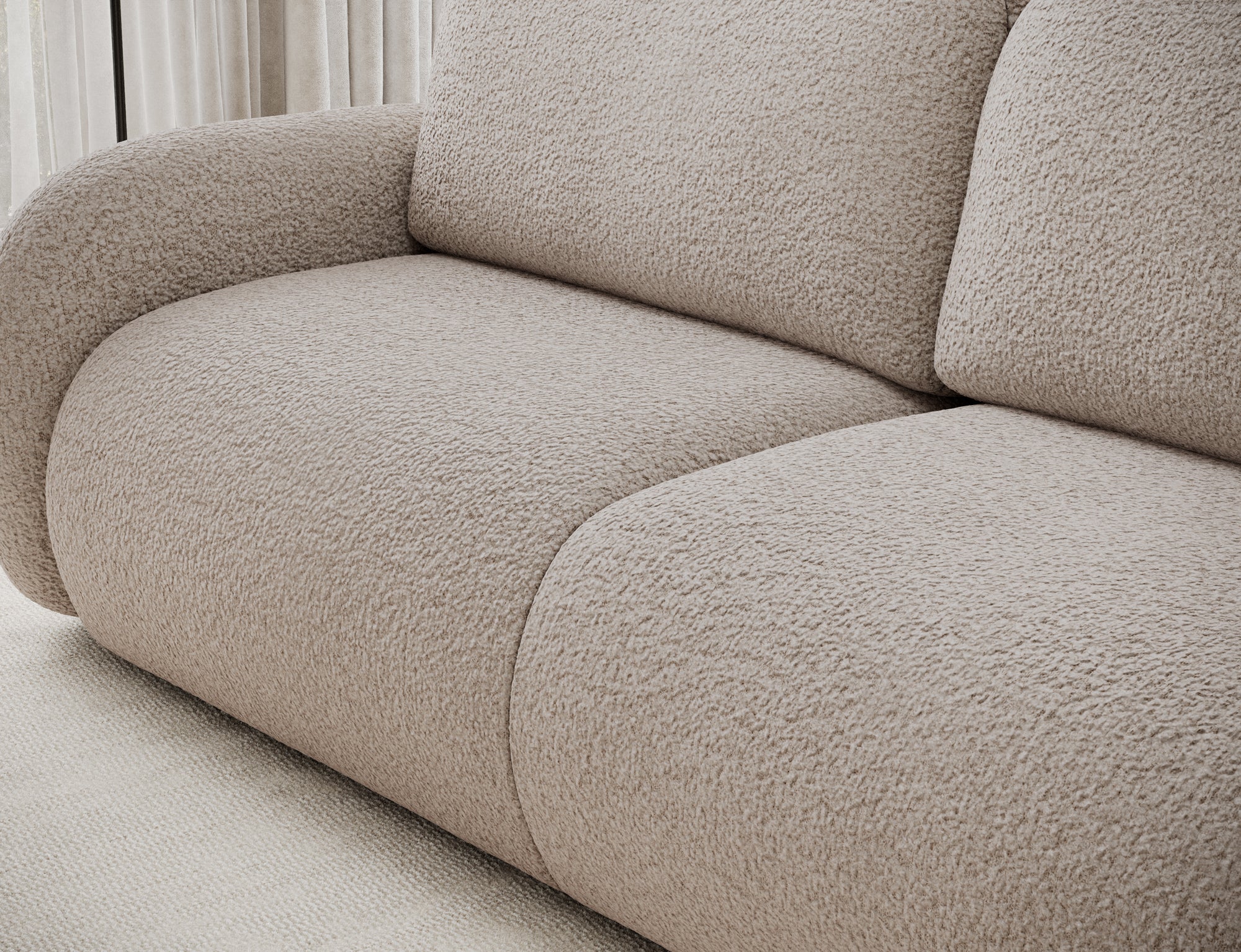 Canapé convertible design CADET avec coffre de rangement - Bouclette chinée beige - vue 6