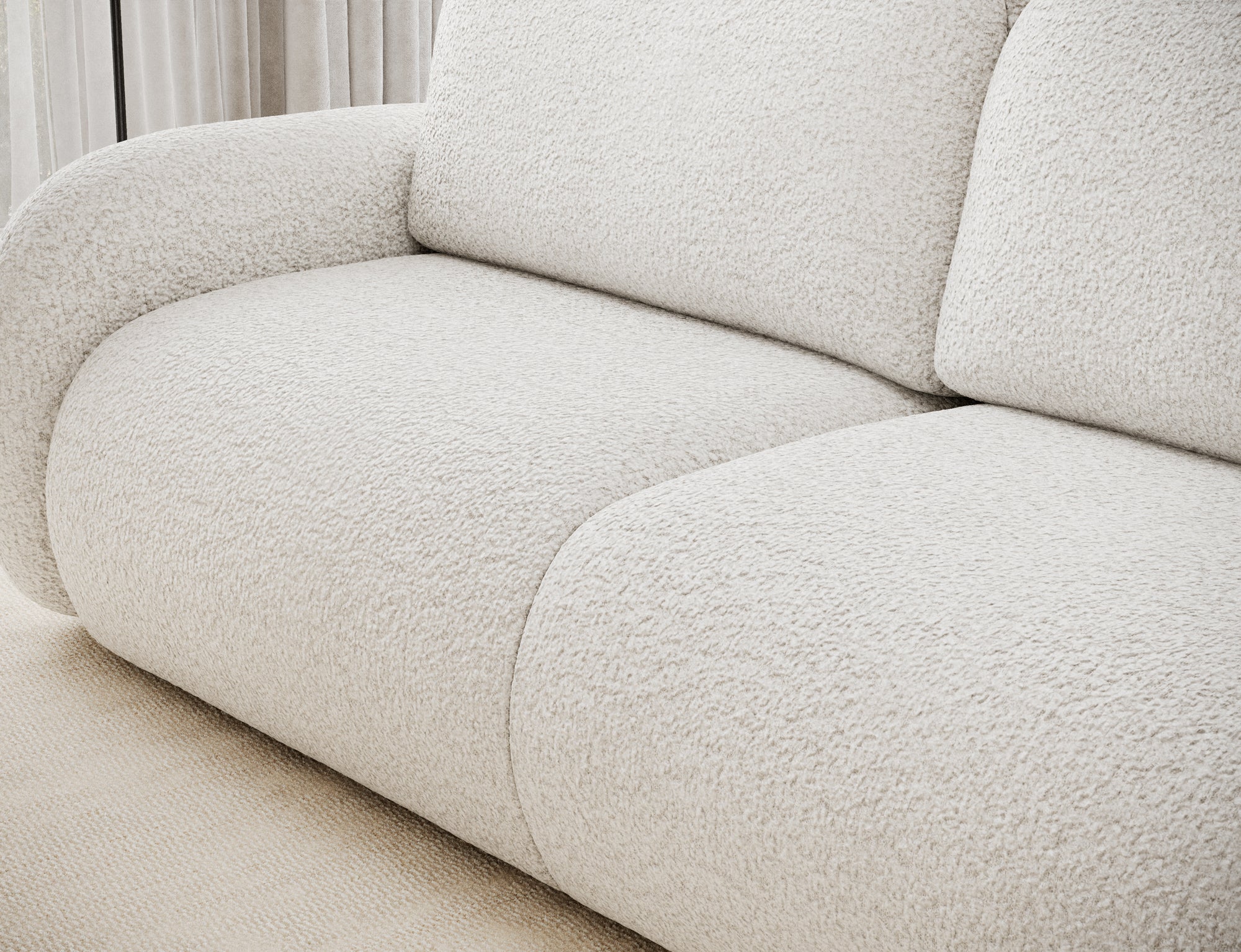 Canapé convertible design CADET avec coffre de rangement - Bouclette chinée crème - vue 6