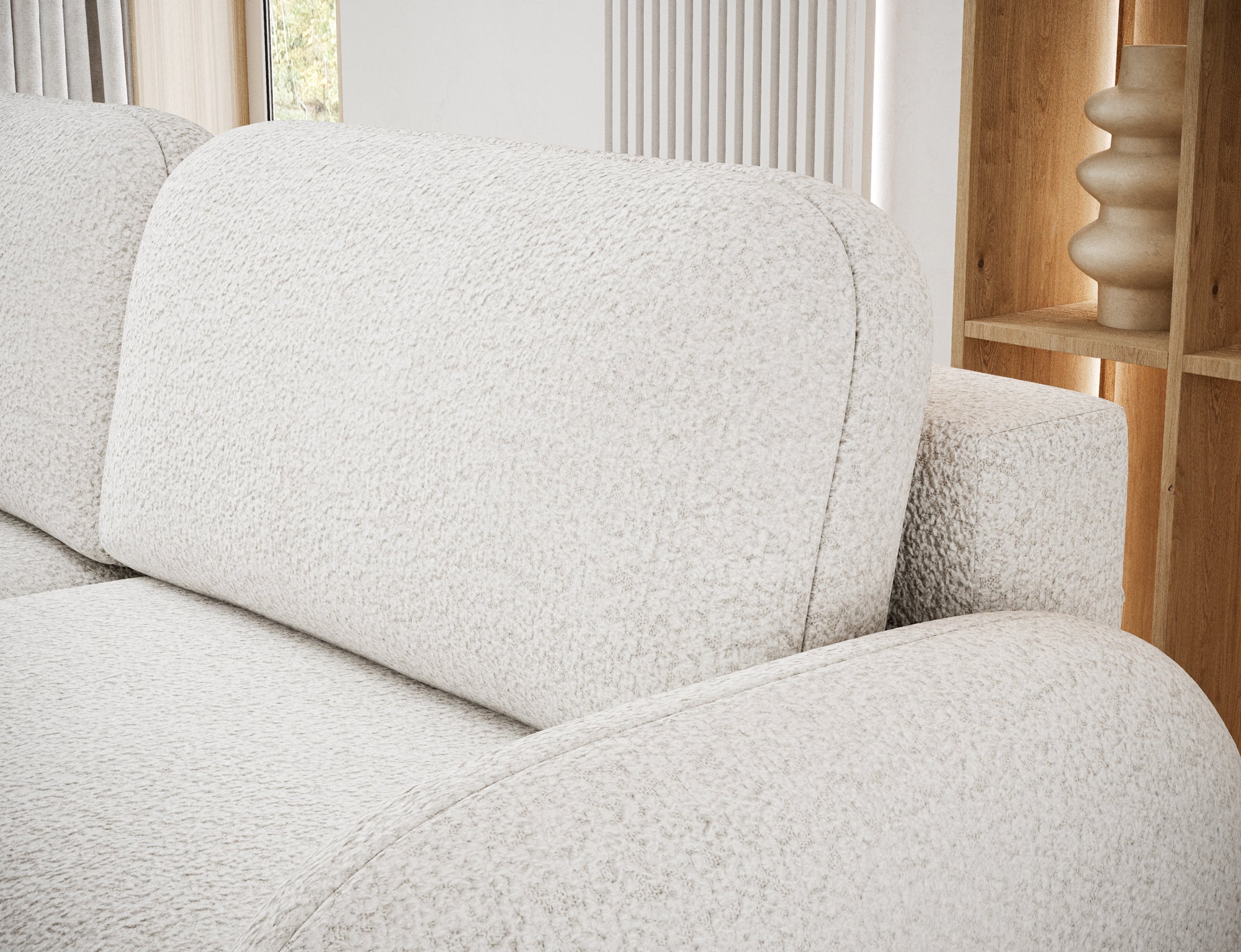 Canapé convertible design CADET avec coffre de rangement - Bouclette chinée crème - vue 8