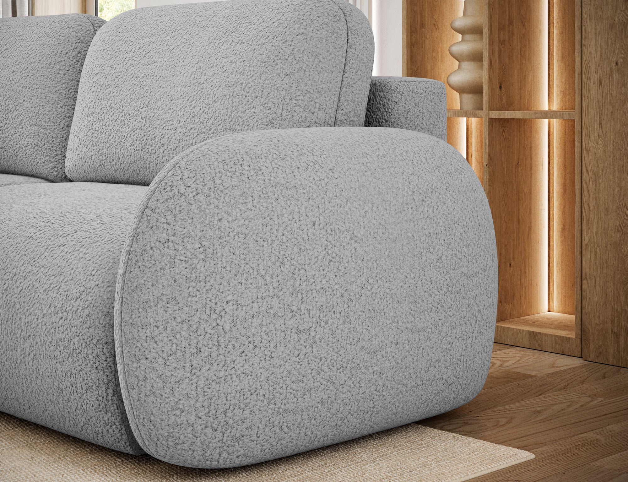 Canapé convertible design CADET avec coffre de rangement - Bouclette chinée gris - vue 7