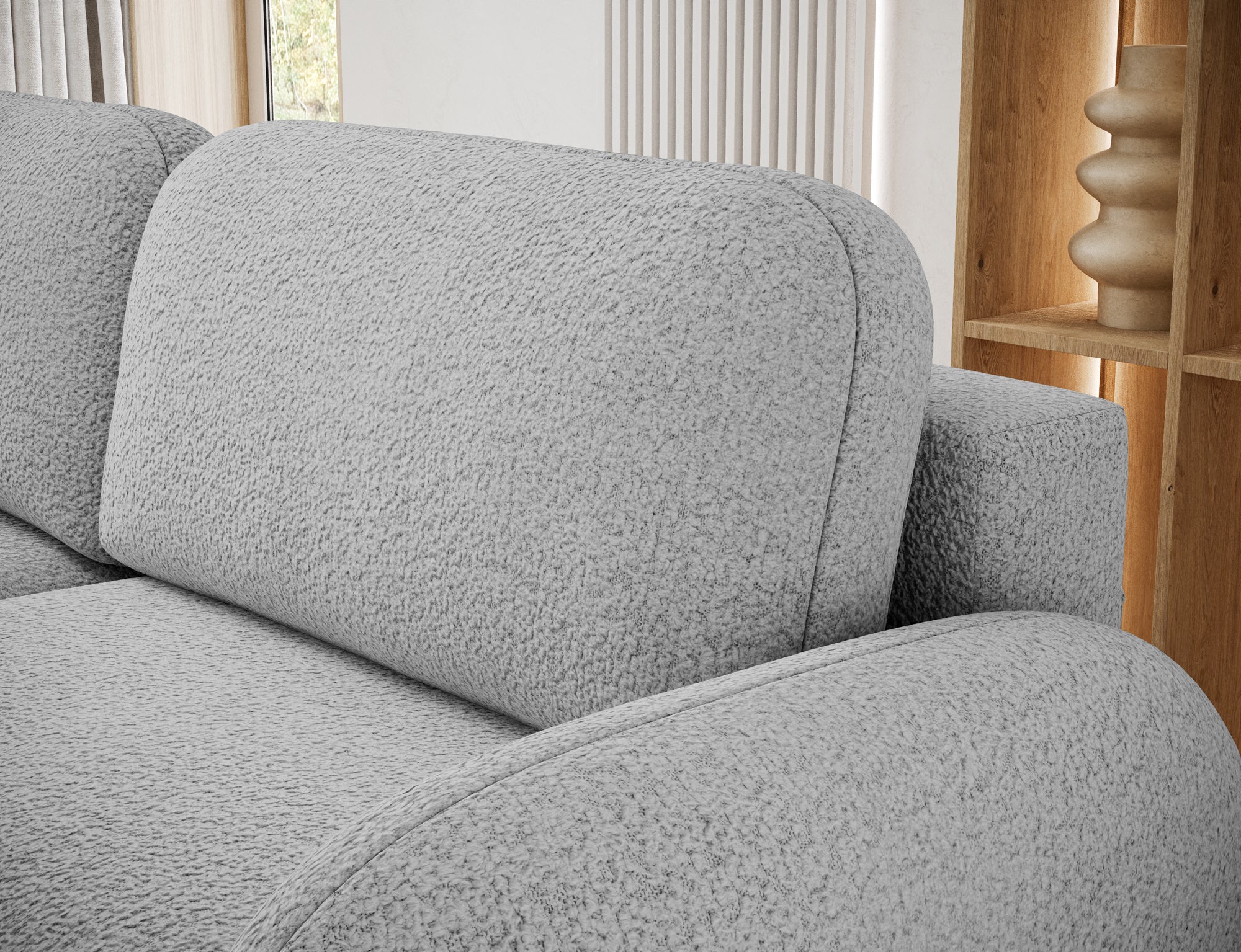 Canapé convertible design CADET avec coffre de rangement - Bouclette chinée gris - vue 8