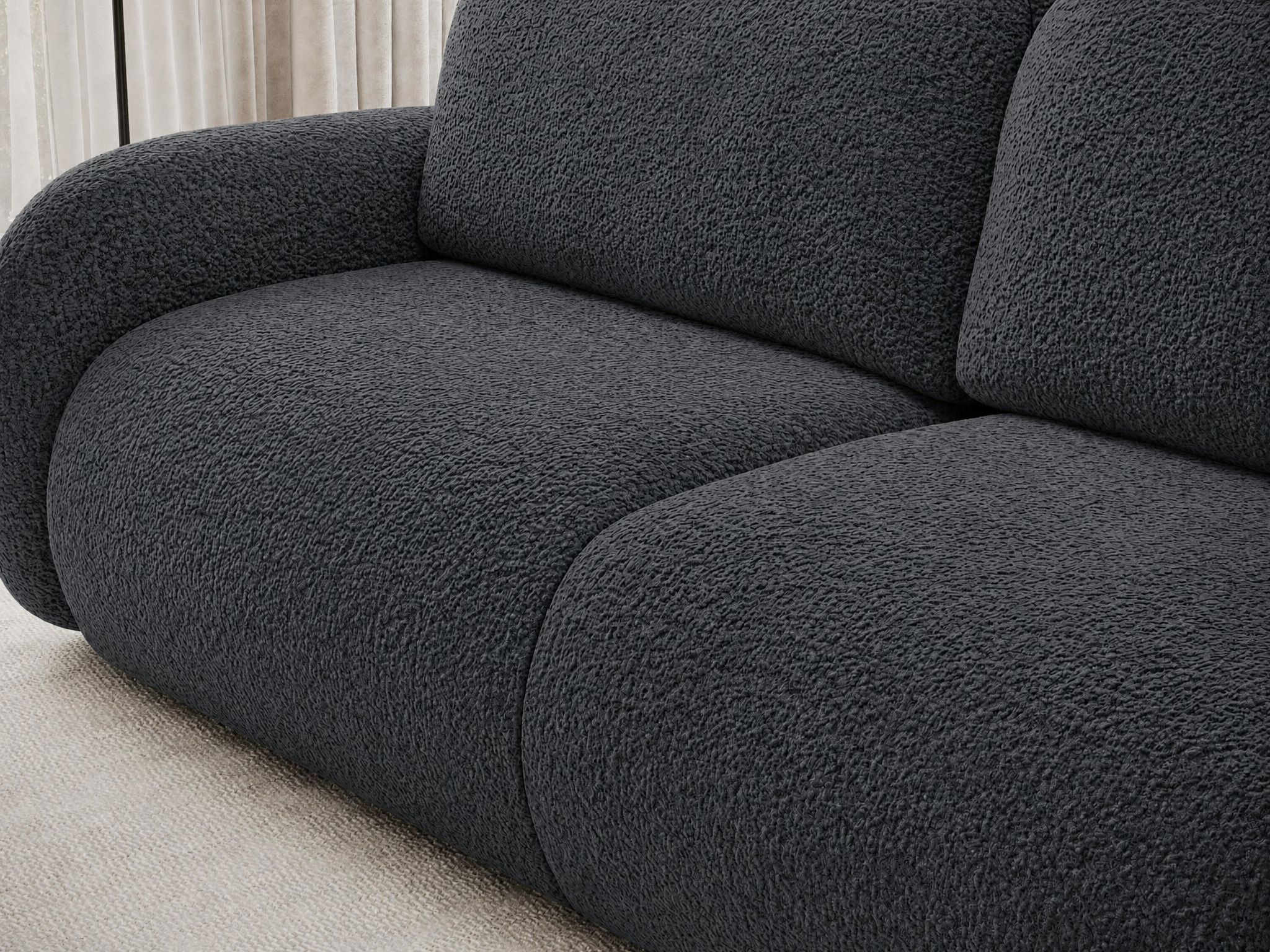 Canapé convertible design CADET avec coffre de rangement - Bouclette chinée gris foncé - vue 6