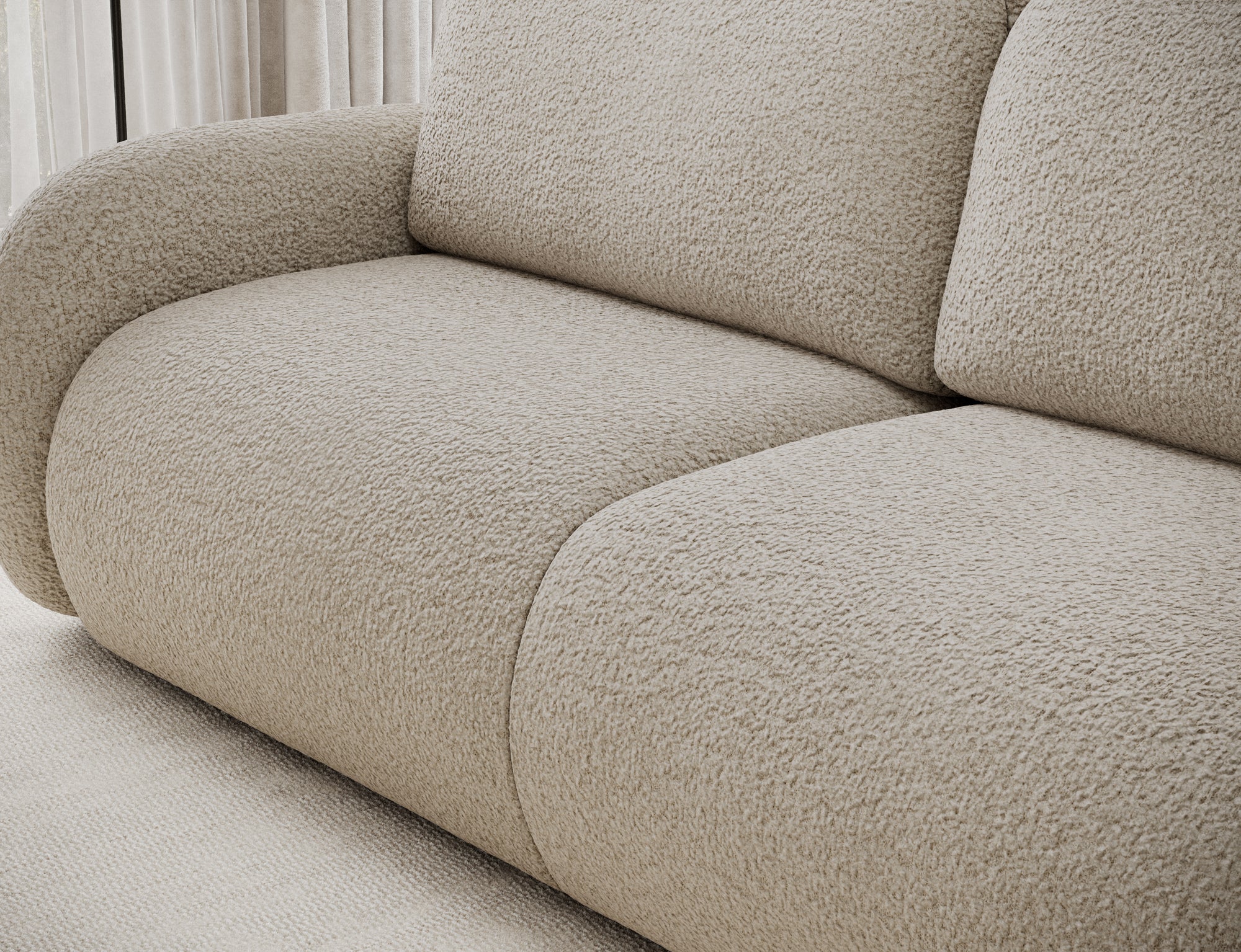 Canapé convertible design CADET avec coffre de rangement - Bouclette chinée taupe - vue 6