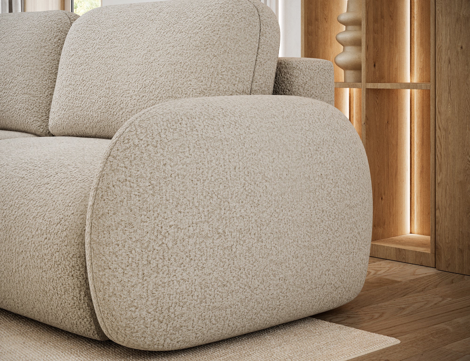 Canapé convertible design CADET avec coffre de rangement - Bouclette chinée taupe - vue 7