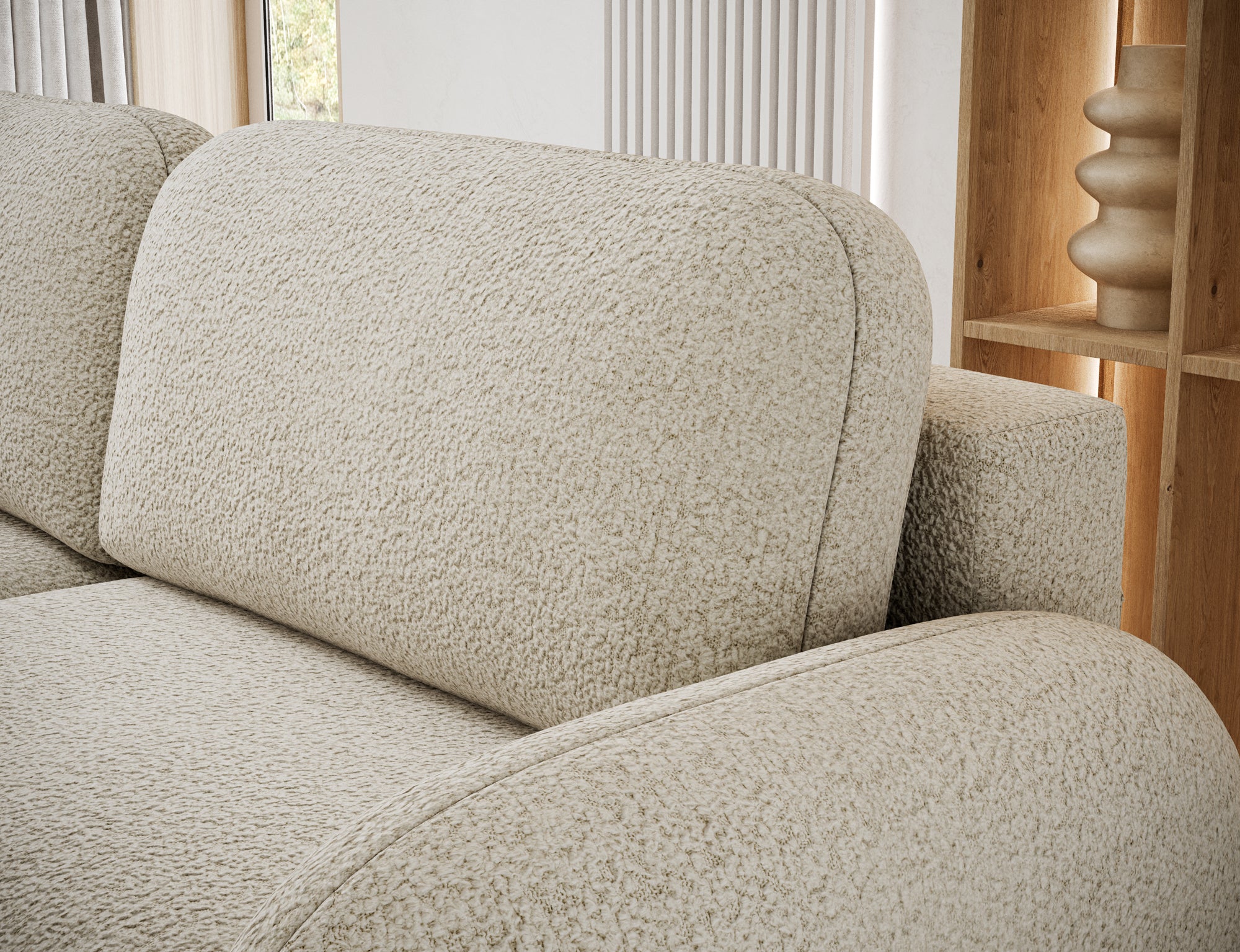 Canapé convertible design CADET avec coffre de rangement - Bouclette chinée taupe - vue 8