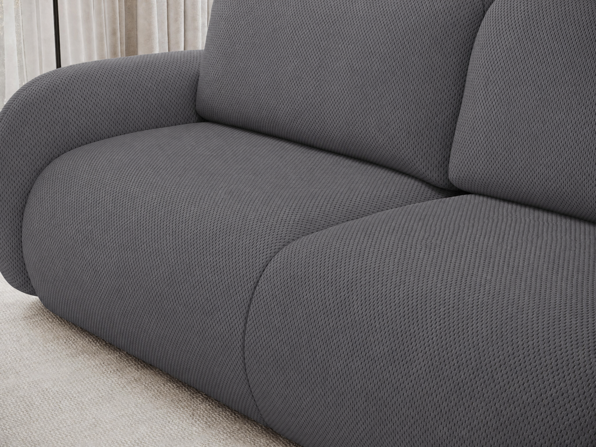 Canapé convertible design CADET avec coffre de rangement - Tissu texturé gris foncé - vue 6