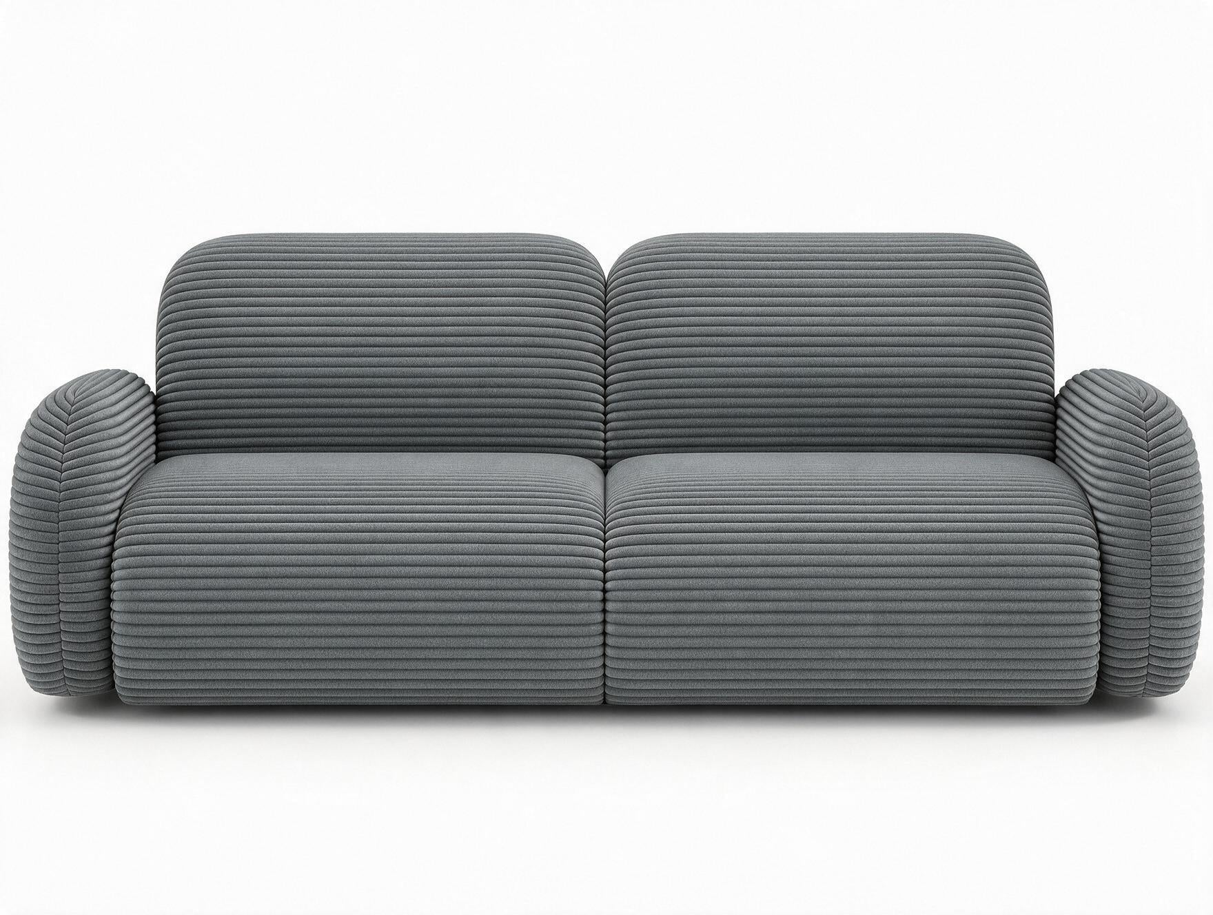Canapé convertible design CADET avec coffre de rangement - Velours côtelé épais gris bleu - vue 1