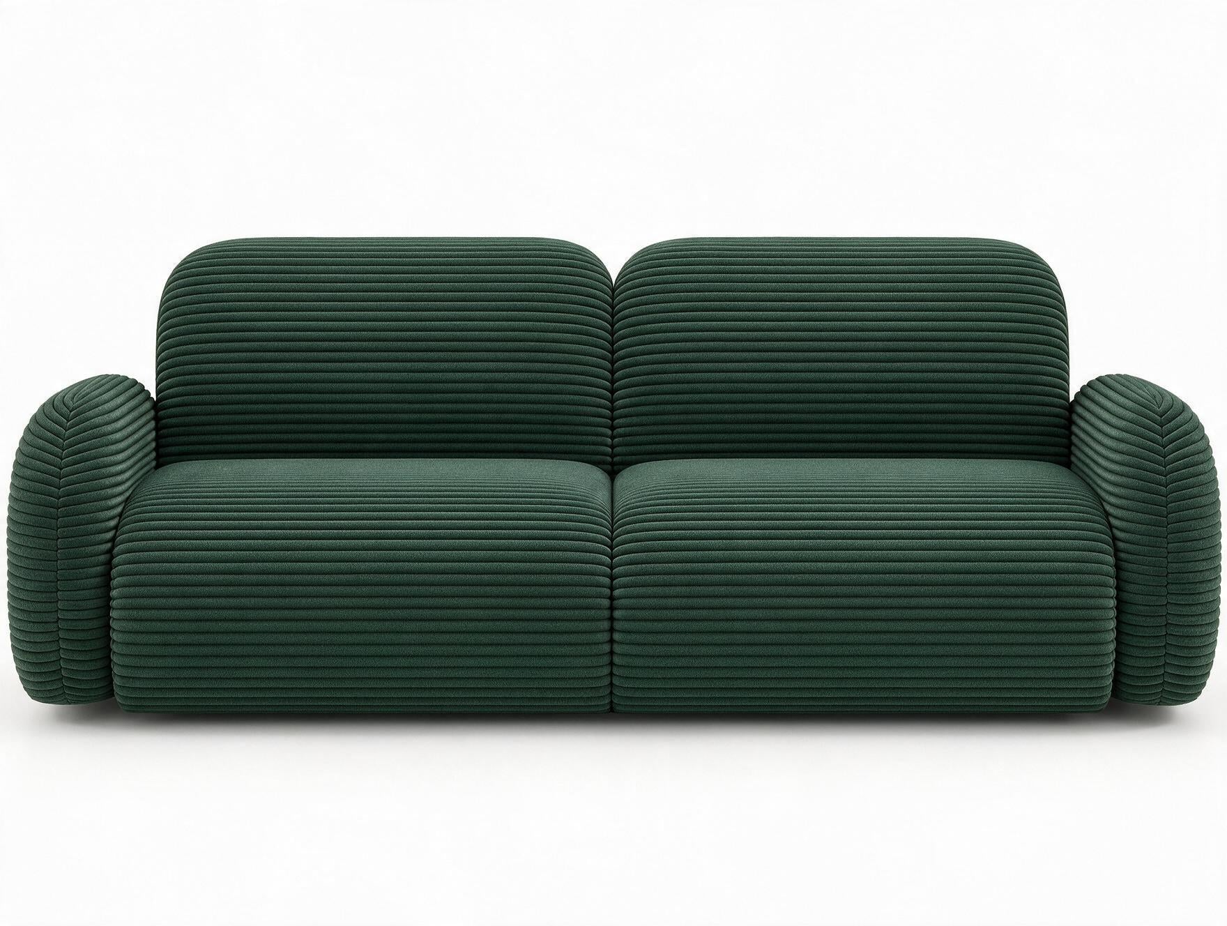 Canapé convertible design CADET avec coffre de rangement - Velours côtelé épais vert - vue 1