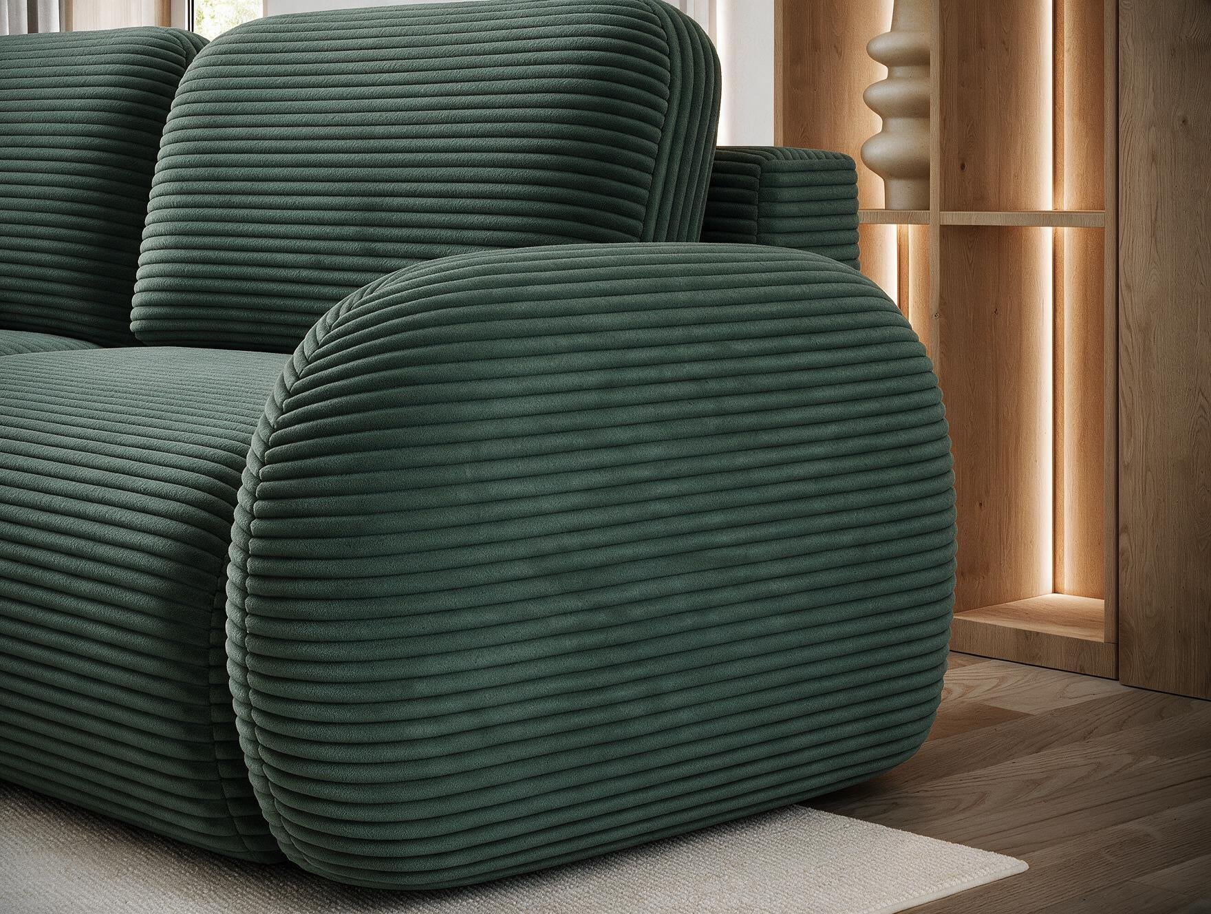 Canapé convertible design CADET avec coffre de rangement - Velours côtelé épais vert - vue 6