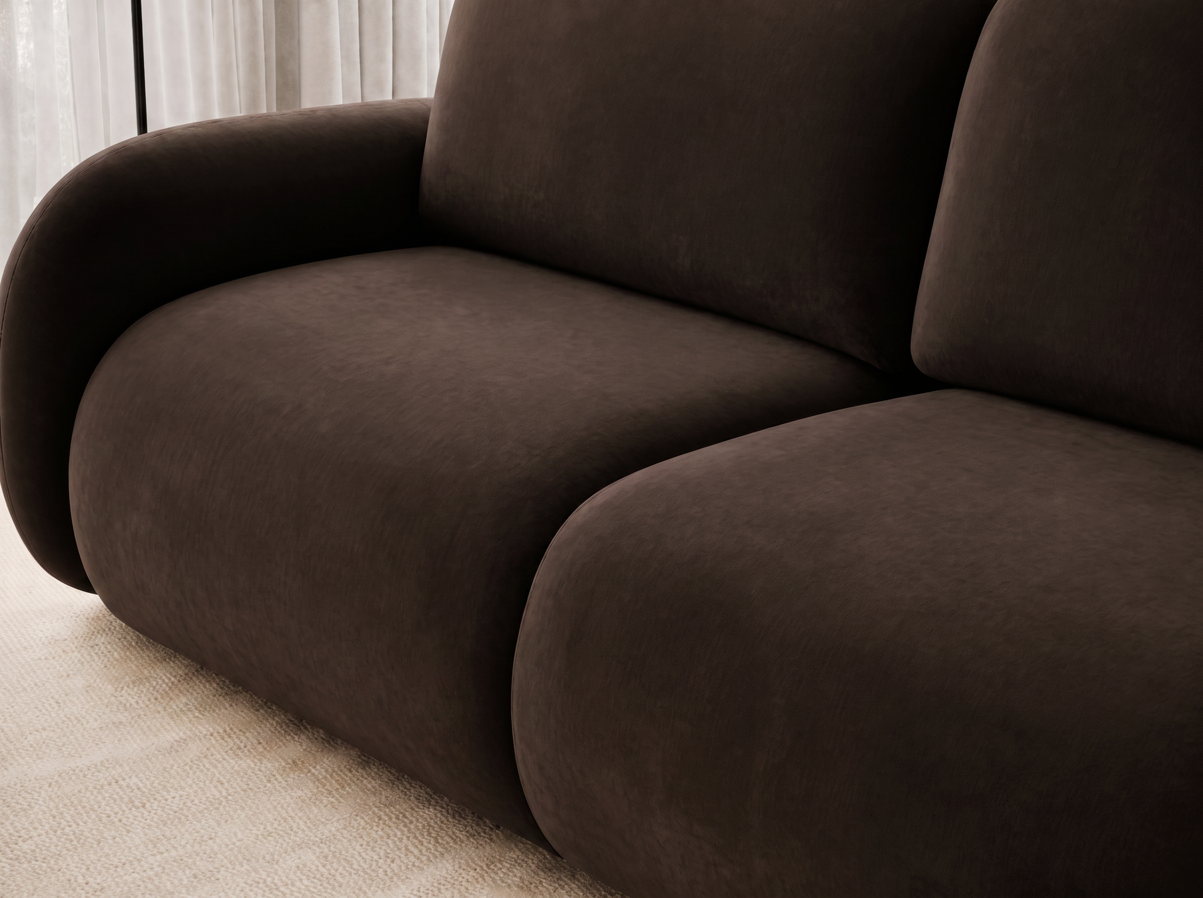 Canapé convertible design CADET avec coffre de rangement - Velours marron foncé - vue 6