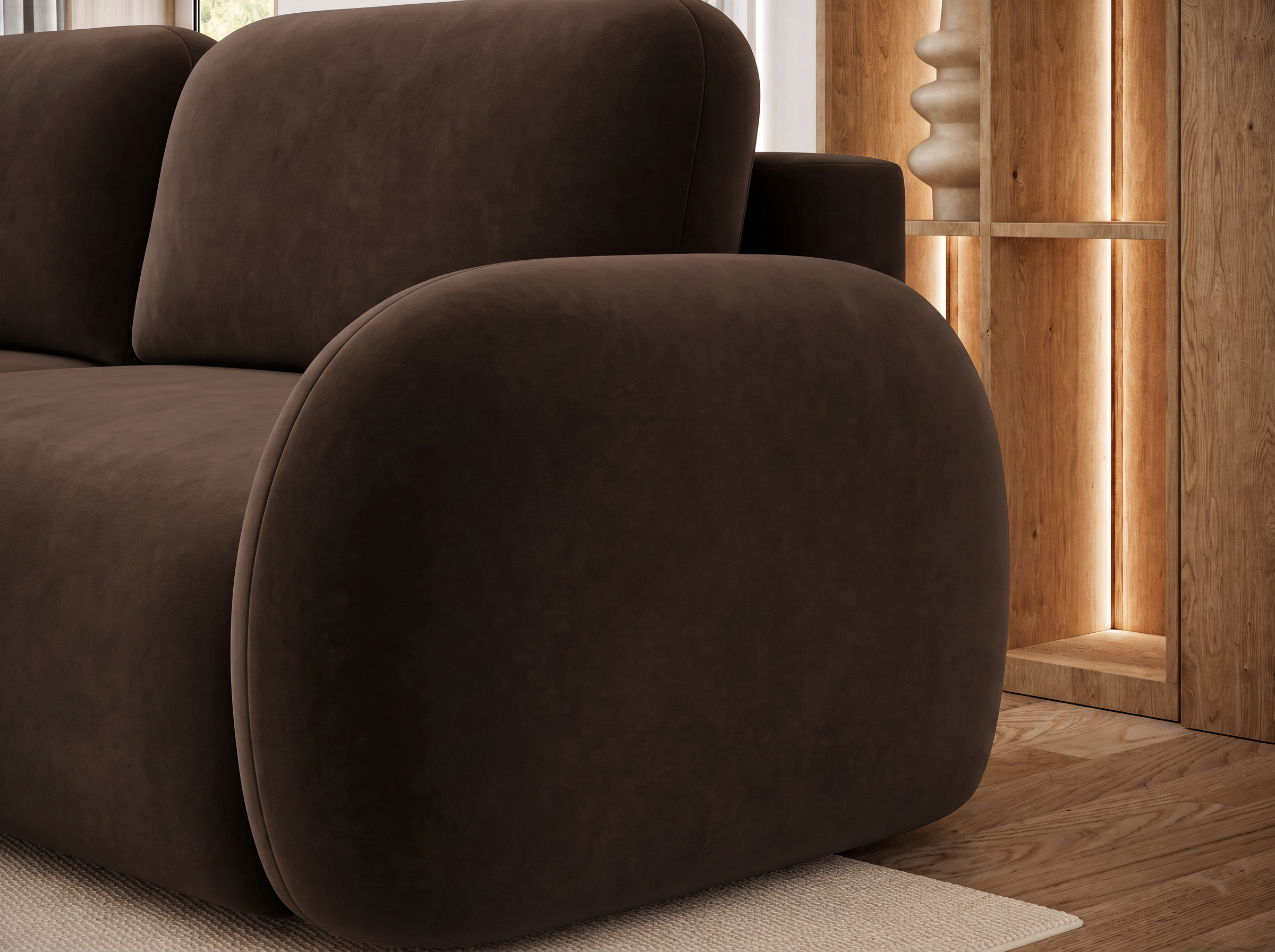 Canapé convertible design CADET avec coffre de rangement - Velours marron foncé - vue 7