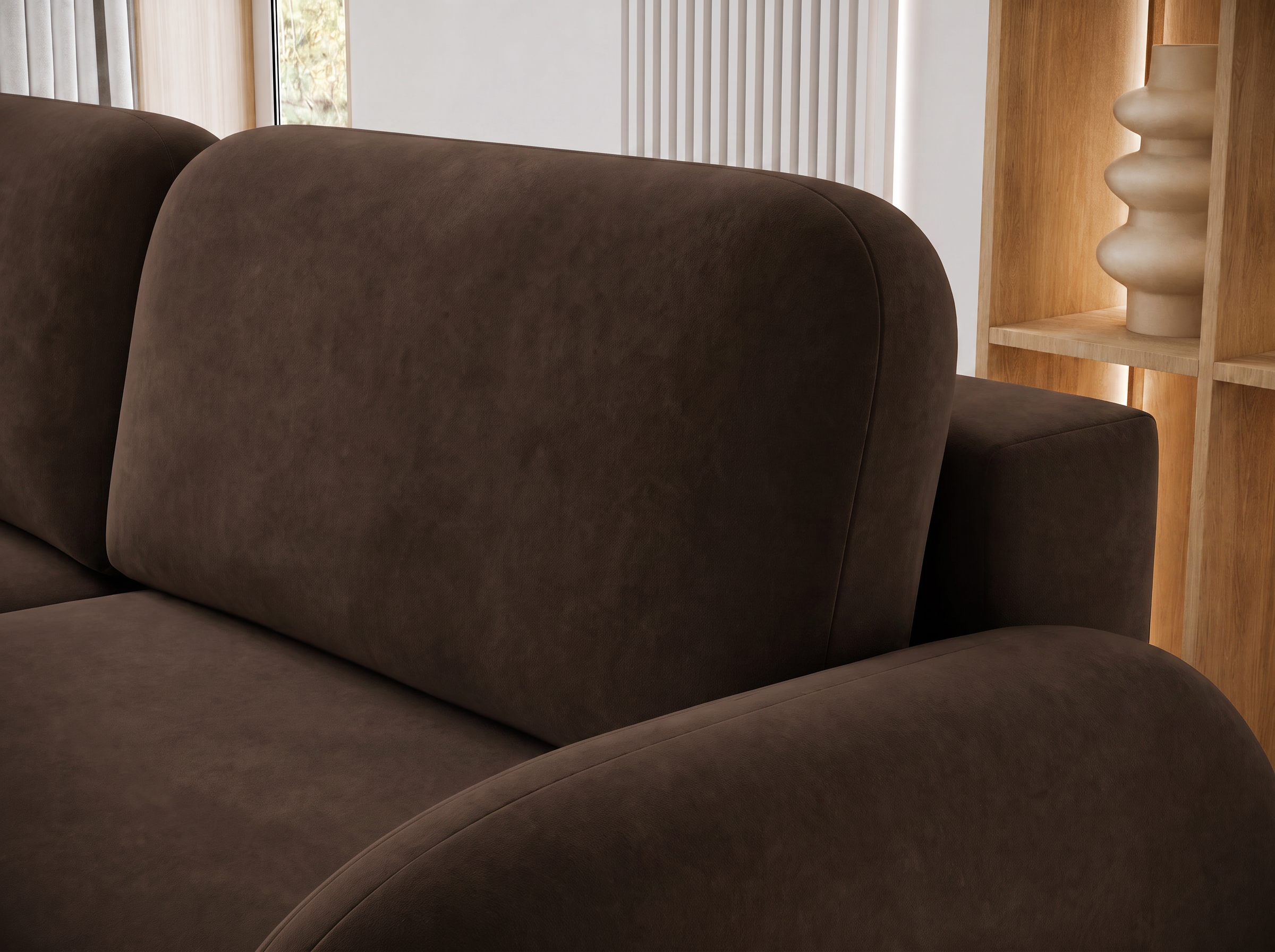 Canapé convertible design CADET avec coffre de rangement - Velours marron foncé - vue 8