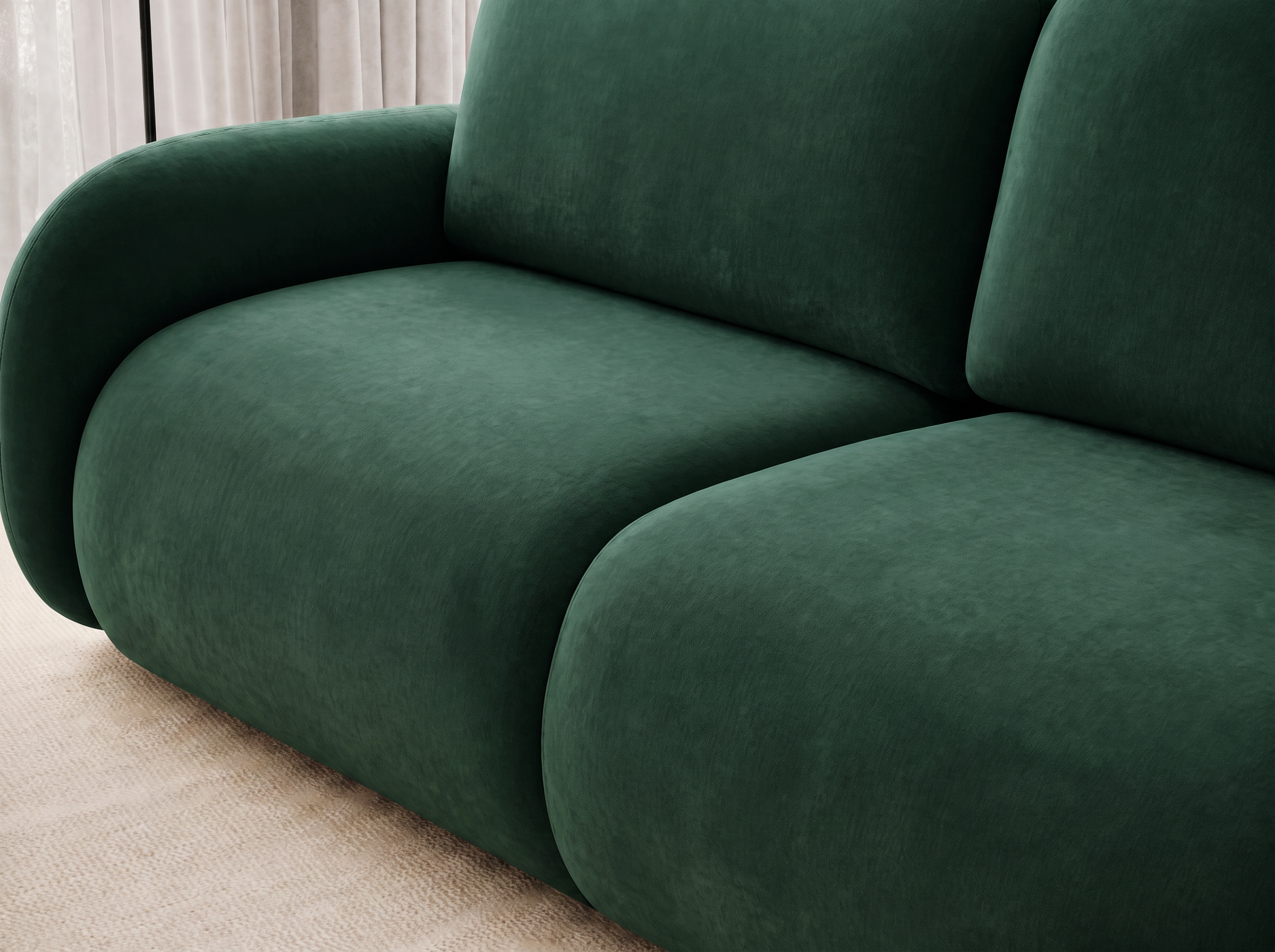 Canapé convertible design CADET avec coffre de rangement - Velours vert sapin - vue 6