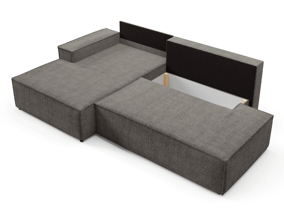Gran sofá cama esquinero de pana beige GRENELLE