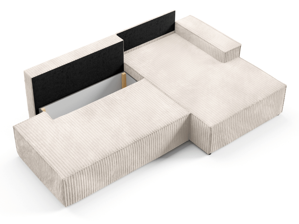 Gran sofá cama esquinero de pana beige GRENELLE