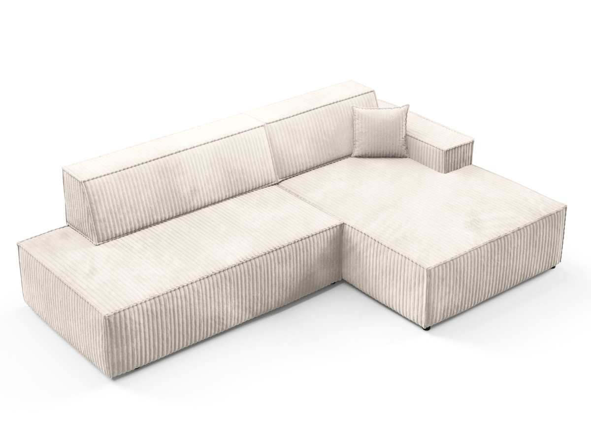Gran sofá cama esquinero de pana beige GRENELLE