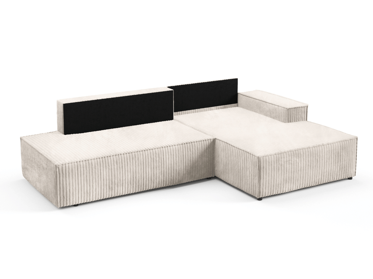 Gran sofá cama esquinero de pana beige GRENELLE