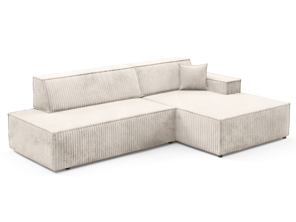 Gran sofá cama esquinero de pana beige GRENELLE