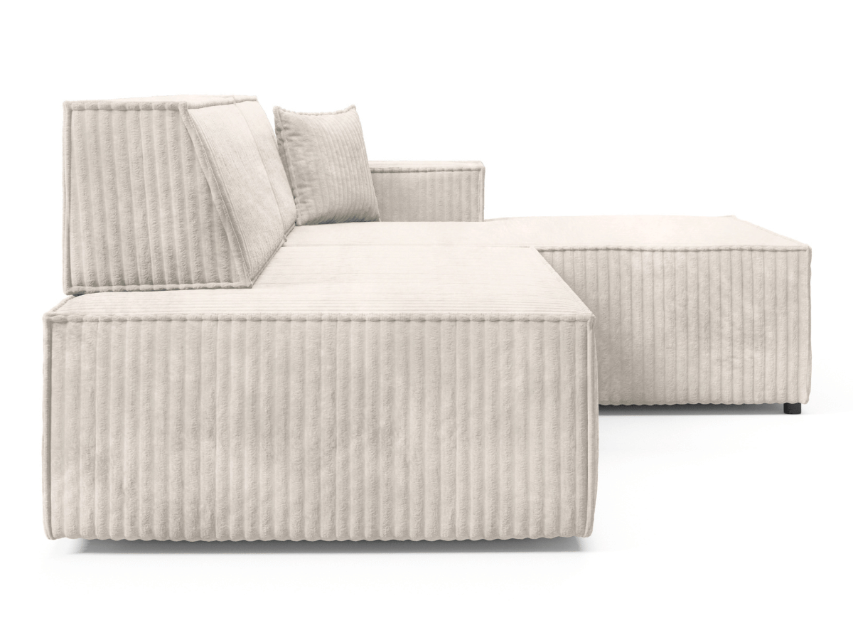 Gran sofá cama esquinero de pana beige GRENELLE