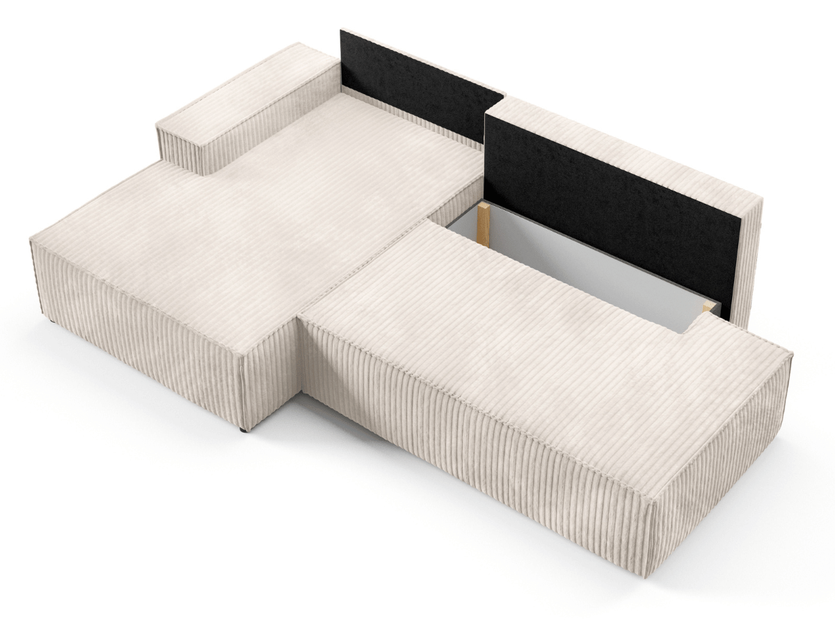 Gran sofá cama esquinero de pana beige GRENELLE