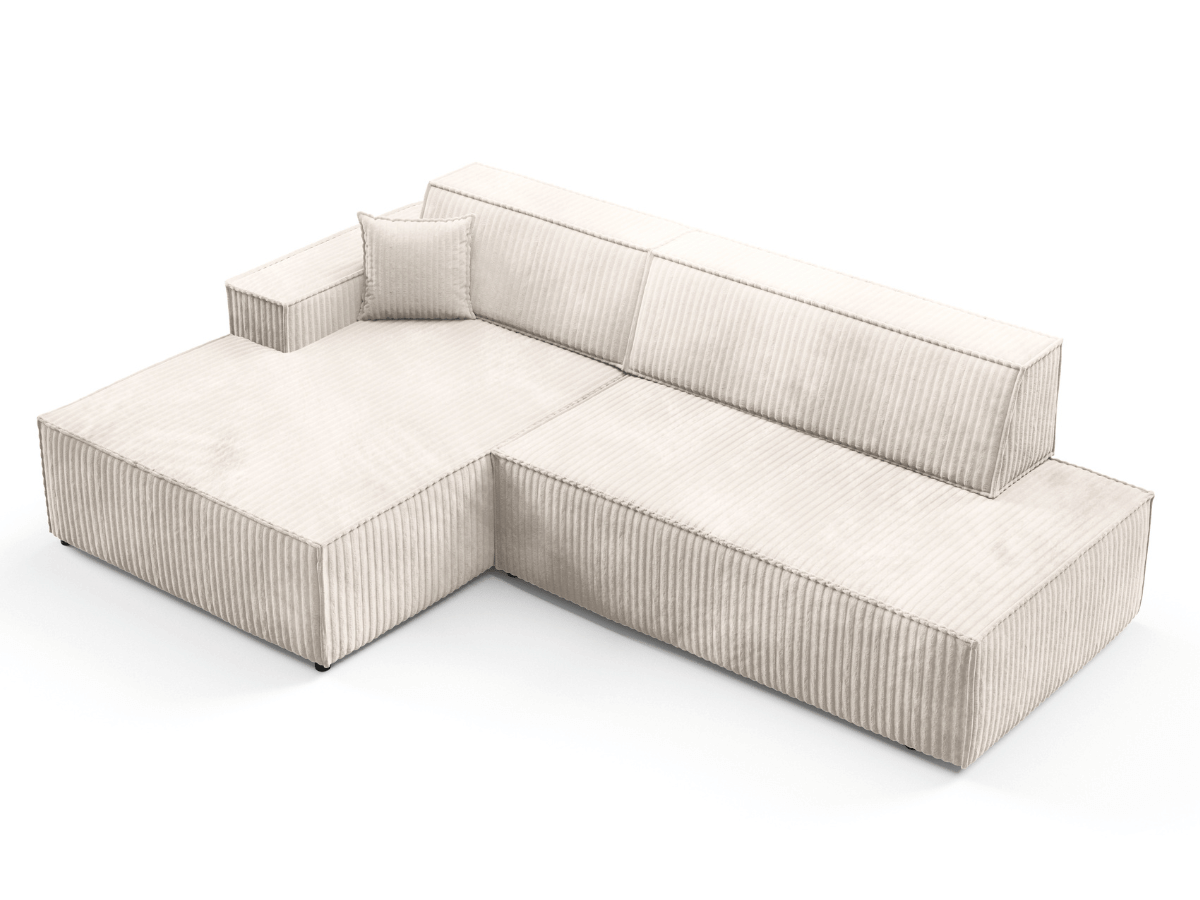 Gran sofá cama esquinero de pana beige GRENELLE