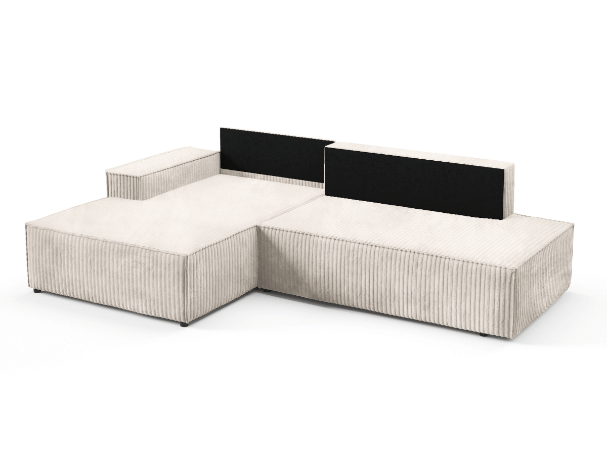 Gran sofá cama esquinero de pana beige GRENELLE