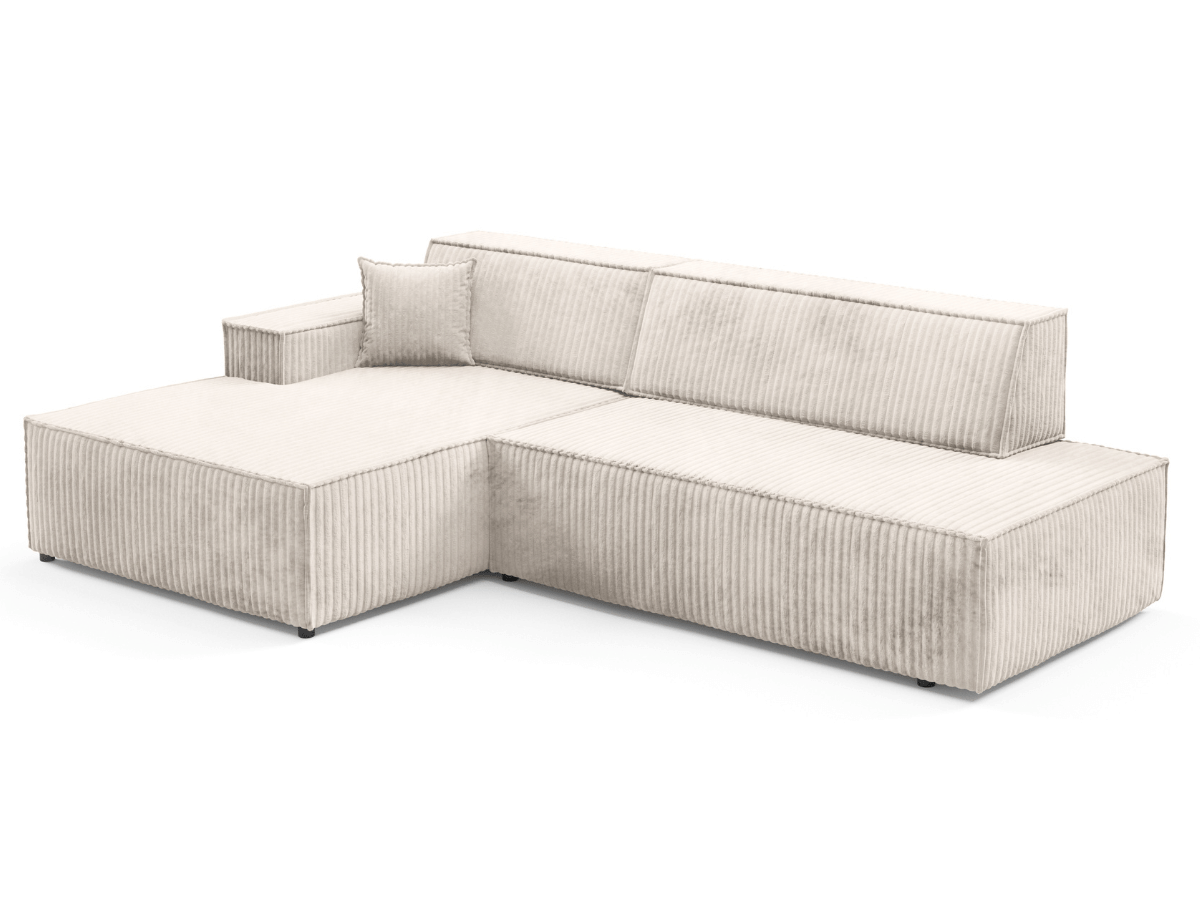 Gran sofá cama esquinero de pana beige GRENELLE