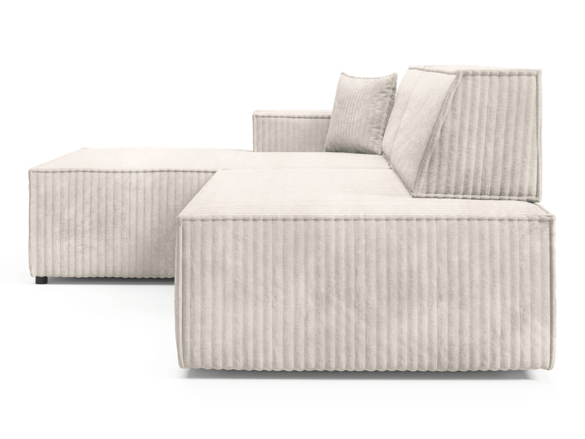 Gran sofá cama esquinero de pana beige GRENELLE