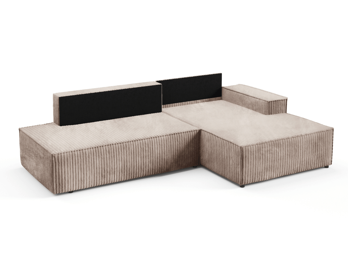 Gran sofá cama esquinero de pana beige GRENELLE