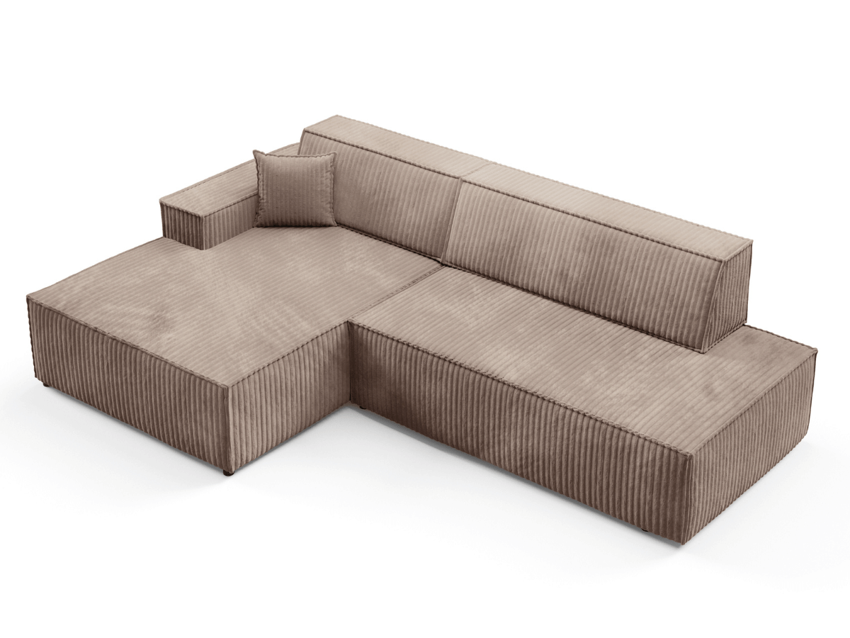 Gran sofá cama esquinero de pana beige GRENELLE