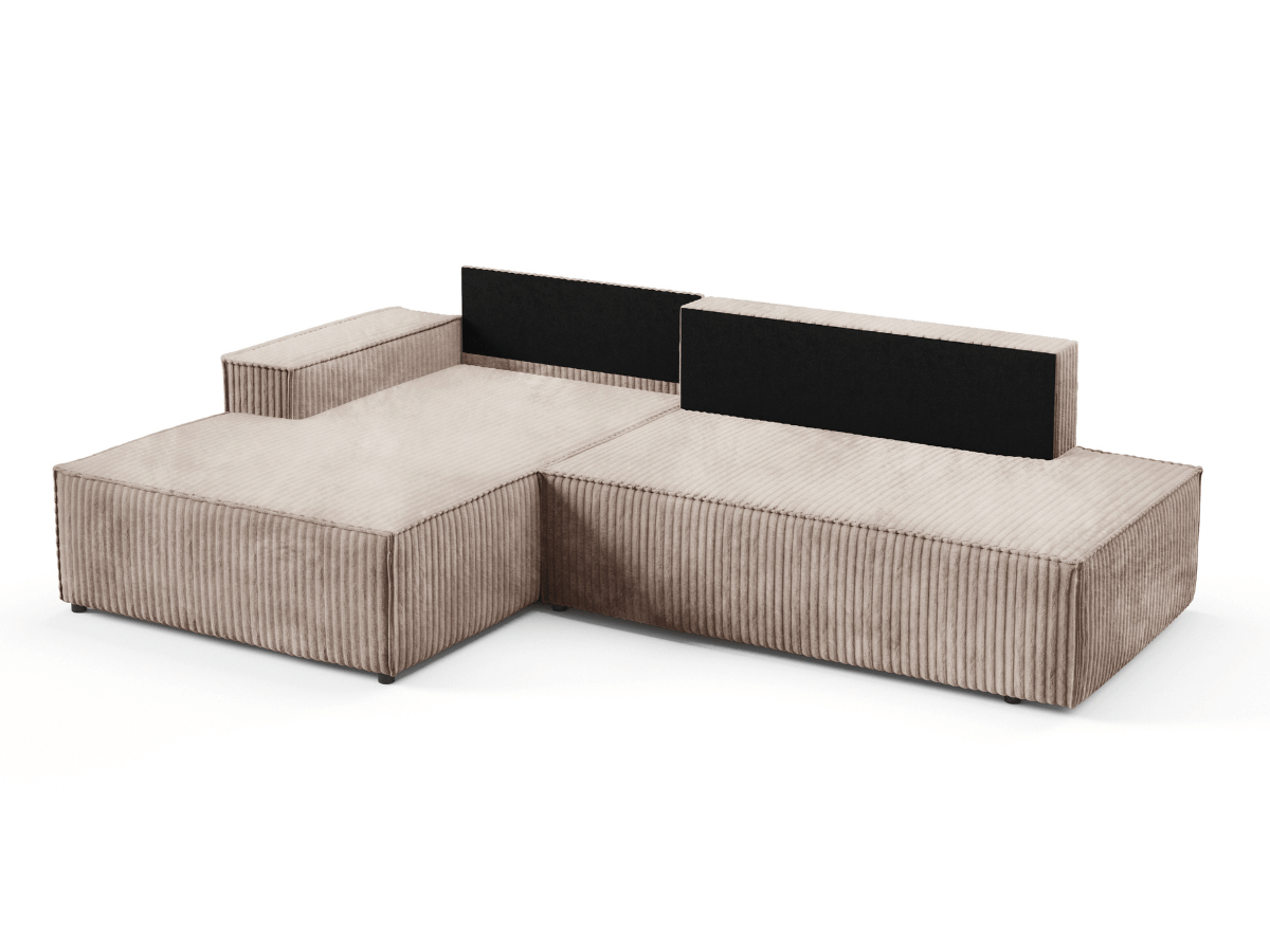 Gran sofá cama esquinero de pana beige GRENELLE