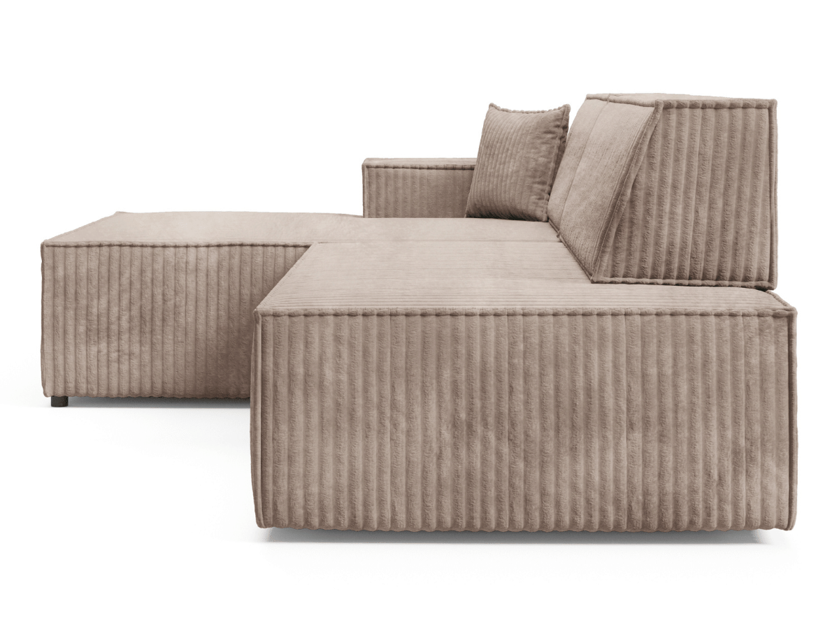 Gran sofá cama esquinero de pana beige GRENELLE