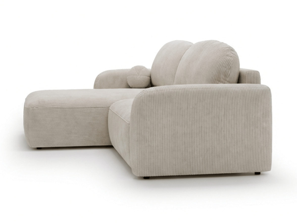 Canapé d’angle convertible HONORÉ – velours côtelé avec coffre