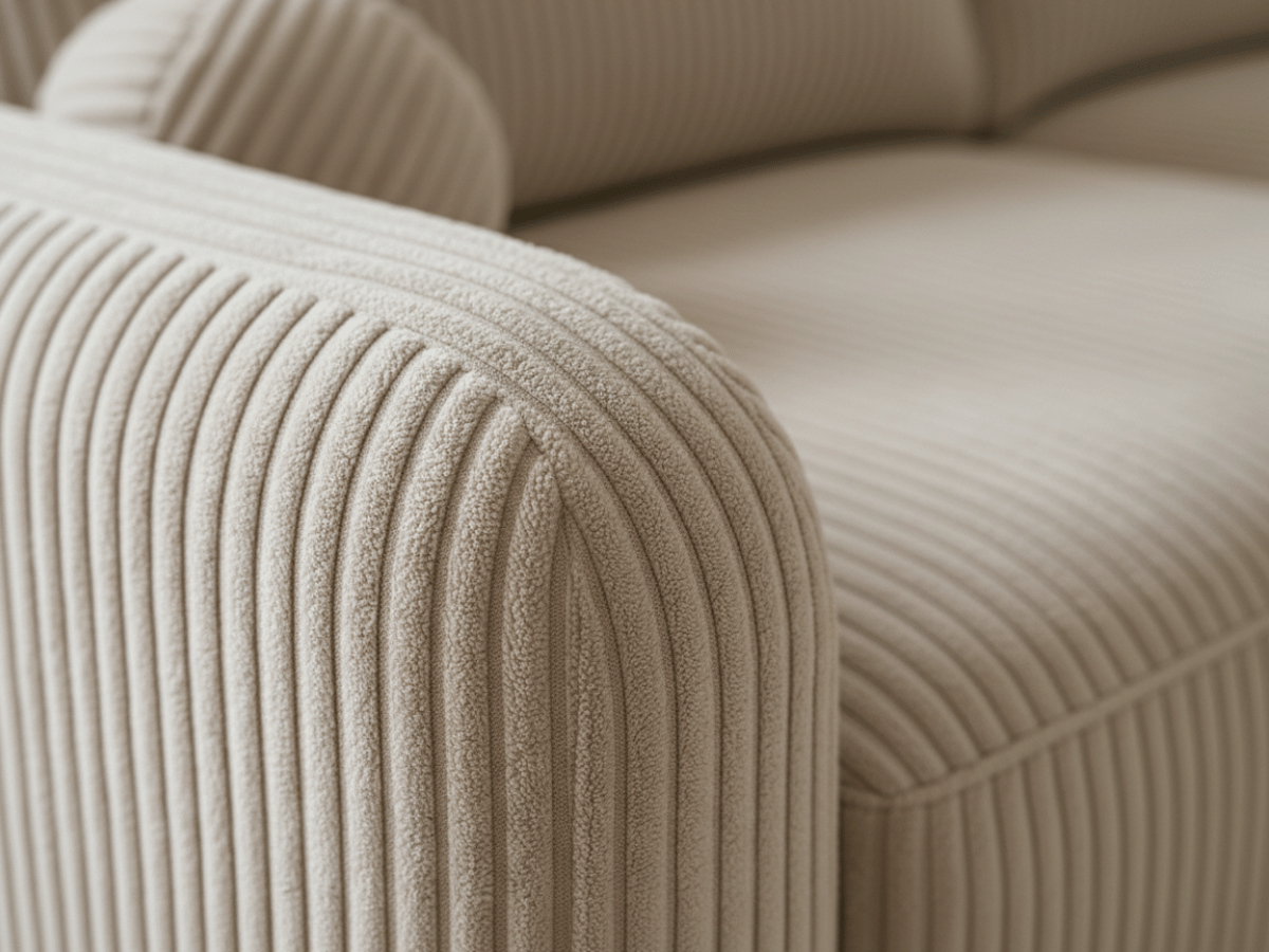 Canapé d’angle convertible HONORÉ – velours côtelé avec coffre