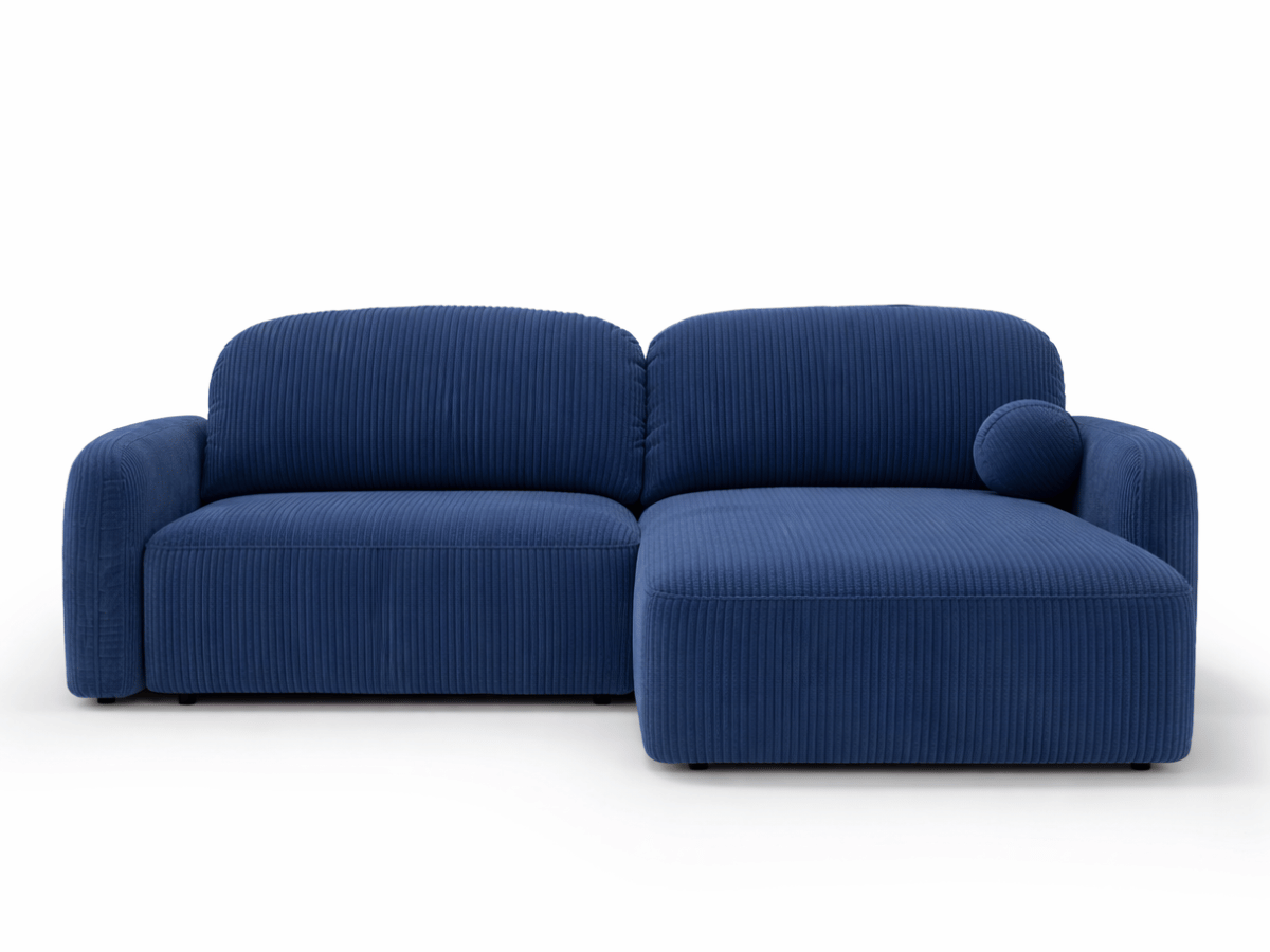 Canapé d’angle convertible HONORÉ – velours côtelé avec coffre