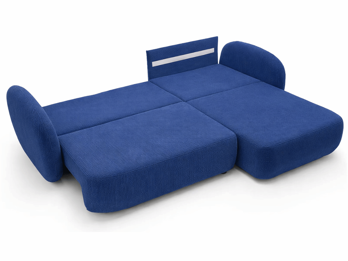 Canapé d’angle convertible HONORÉ – velours côtelé avec coffre