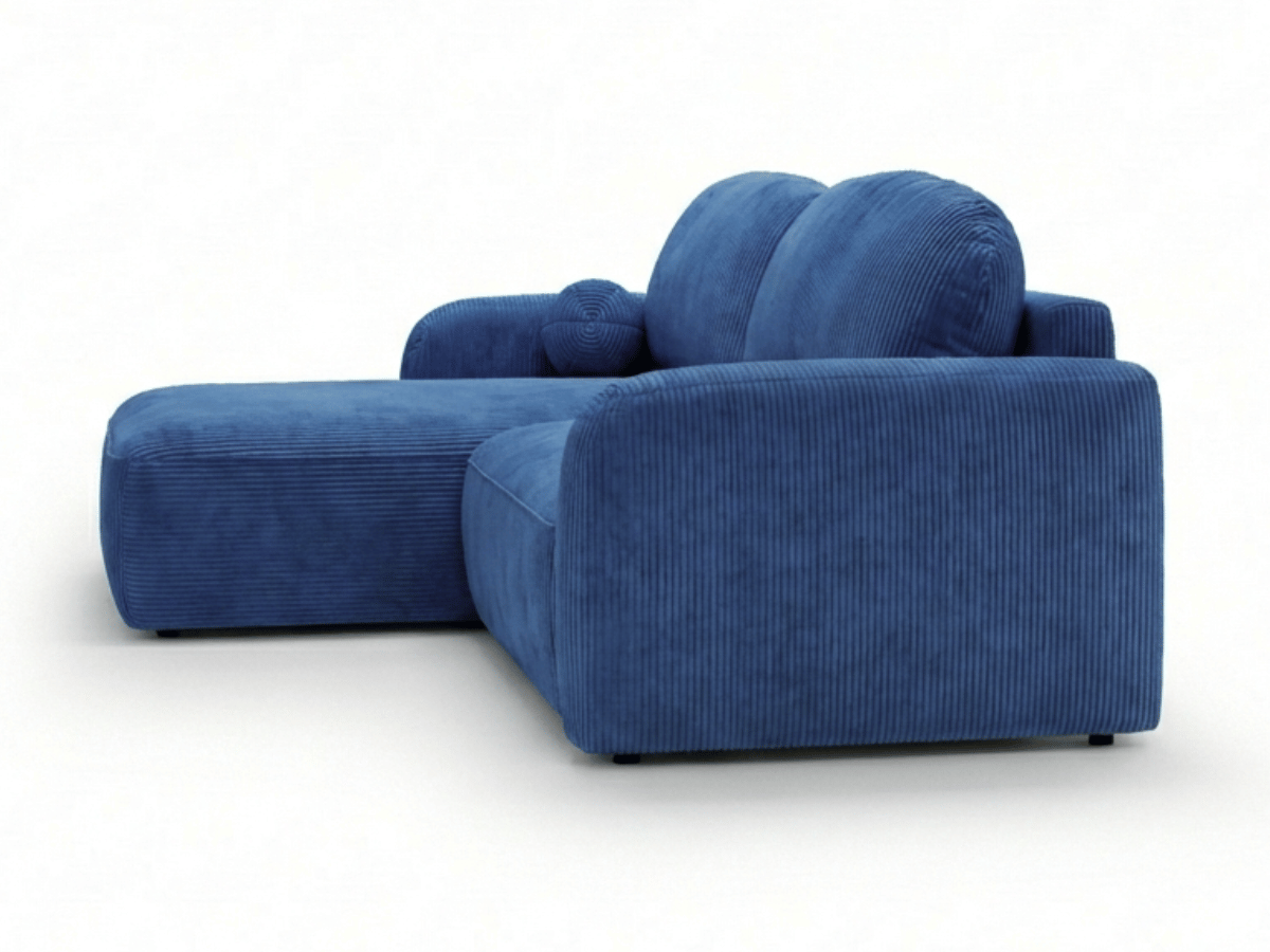 Canapé d’angle convertible HONORÉ – velours côtelé avec coffre