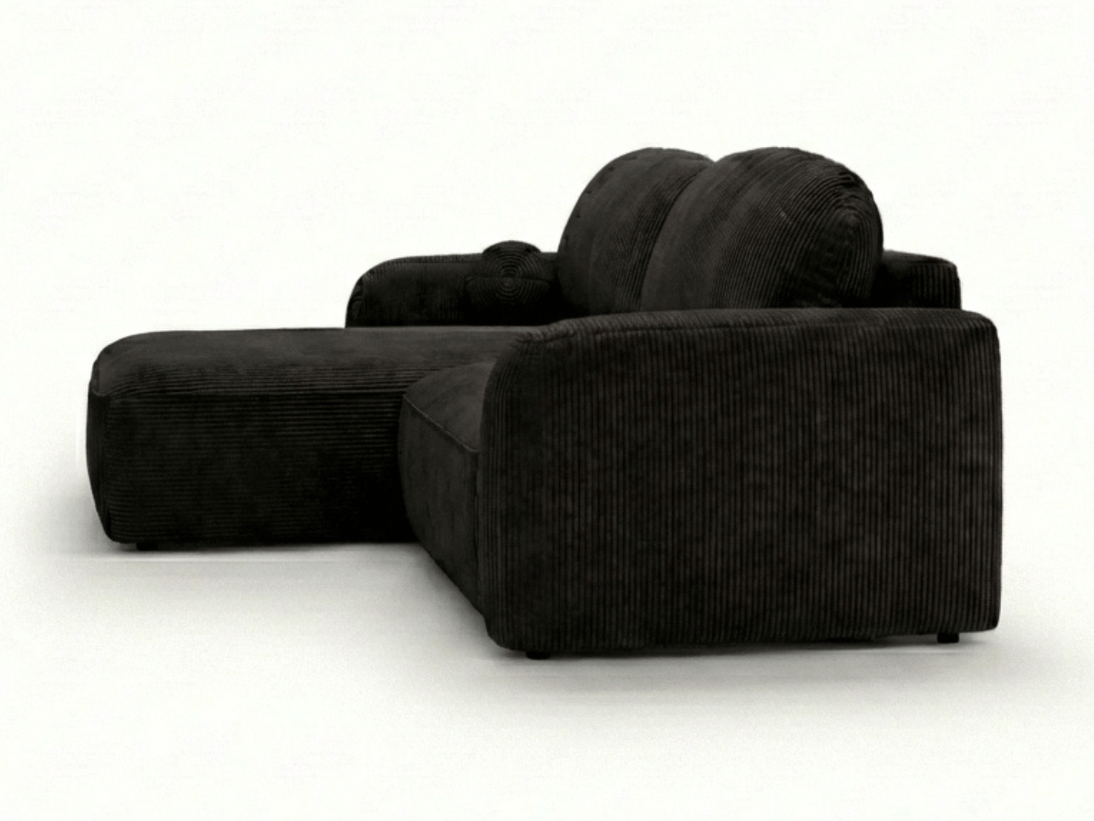 Canapé d’angle convertible HONORÉ – velours côtelé avec coffre