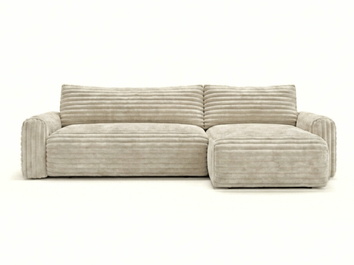 Canapé d’angle convertible Marbeuf avec coffre – Velours côtelé ou bouclette