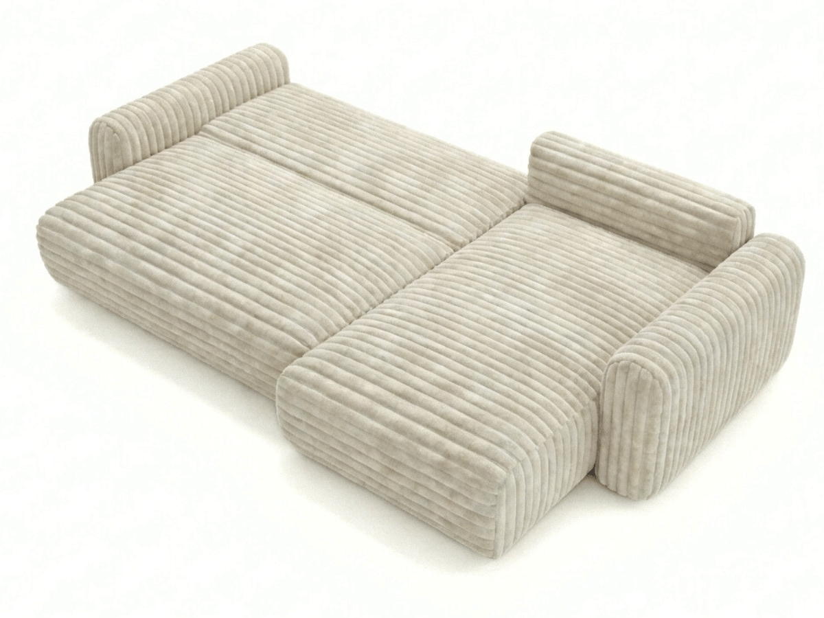 Canapé d’angle convertible Marbeuf avec coffre – Velours côtelé ou bouclette