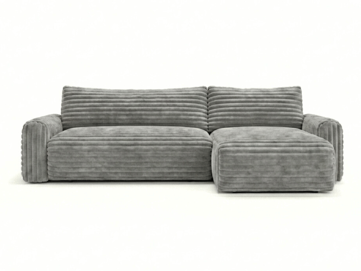 Canapé d’angle convertible Marbeuf avec coffre – Velours côtelé ou bouclette