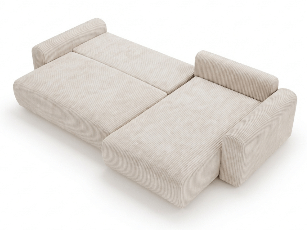 Canapé d’angle convertible Marbeuf avec coffre – Velours côtelé ou bouclette