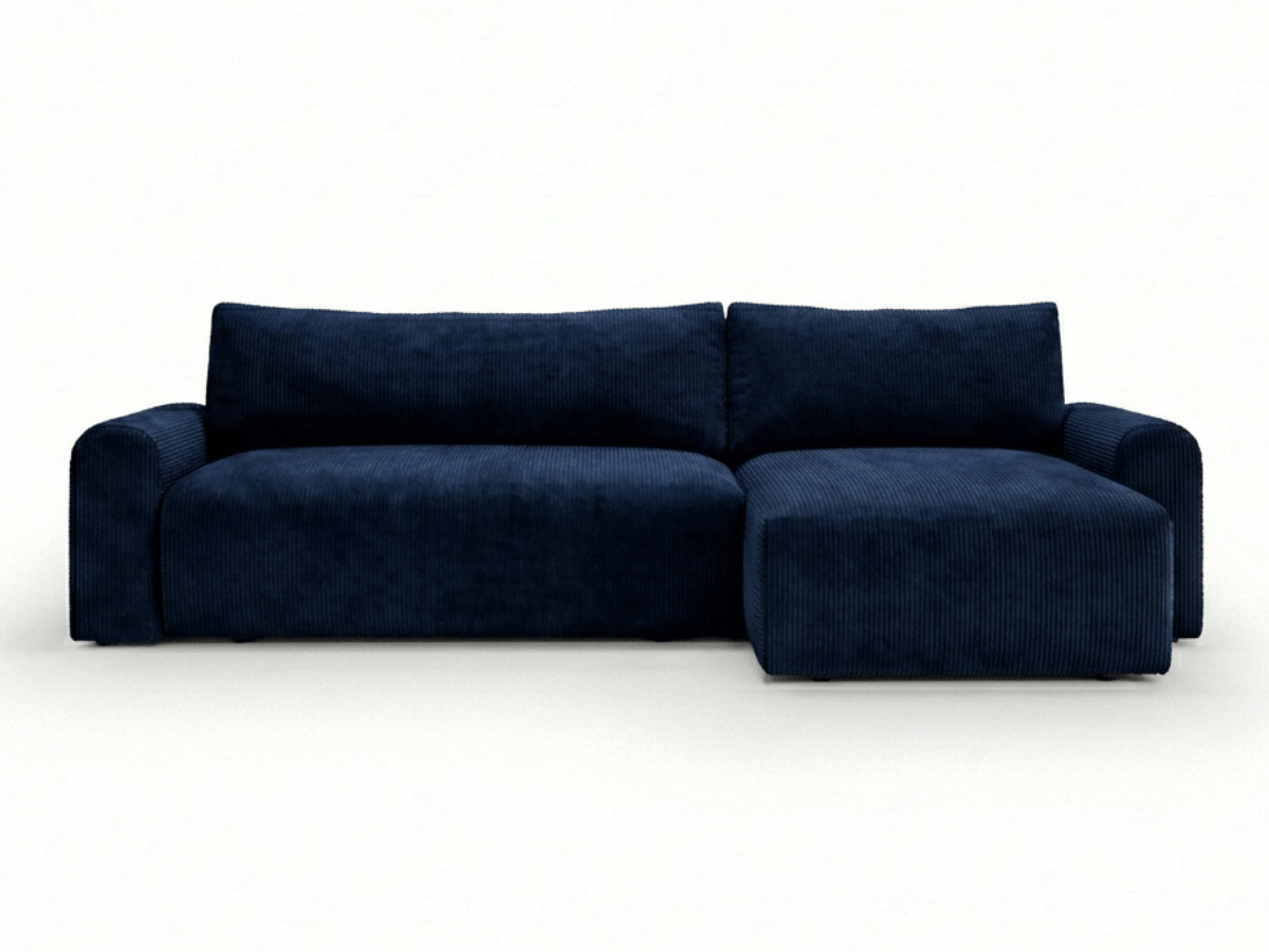 Canapé d’angle convertible Marbeuf avec coffre – Velours côtelé ou bouclette