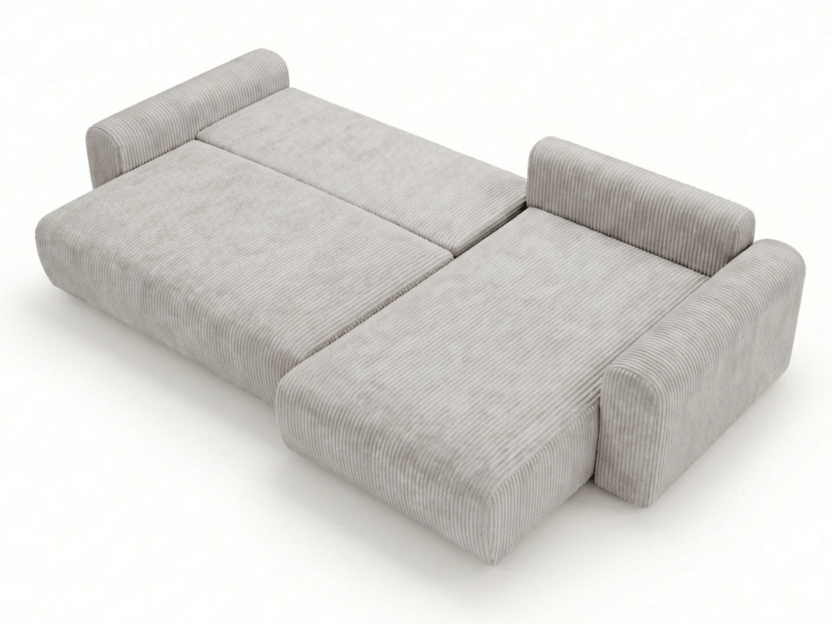 Canapé d’angle convertible Marbeuf avec coffre – Velours côtelé ou bouclette