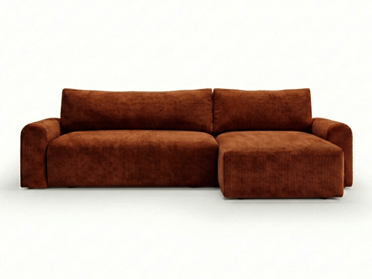 Canapé d’angle convertible Marbeuf avec coffre – Velours côtelé ou bouclette