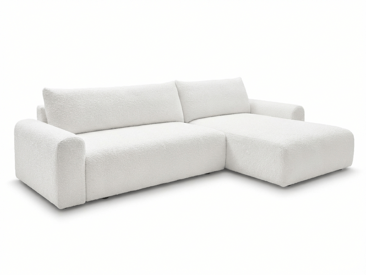 Canapé d’angle convertible Marbeuf avec coffre – Velours côtelé ou bouclette